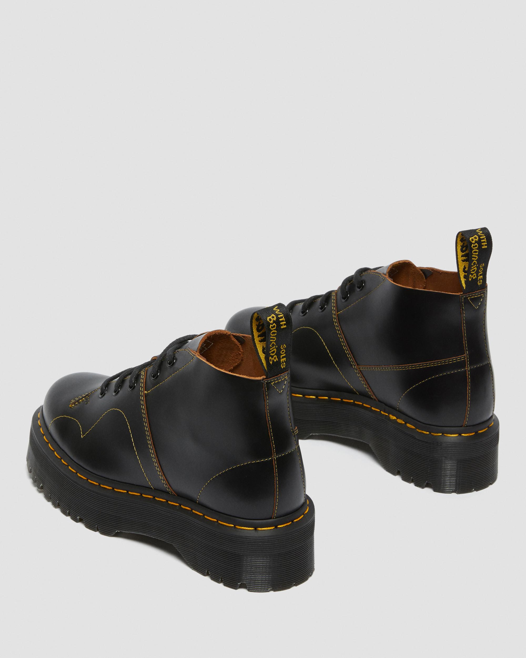 Church Quad Leather Platform Monkey Boots in Black