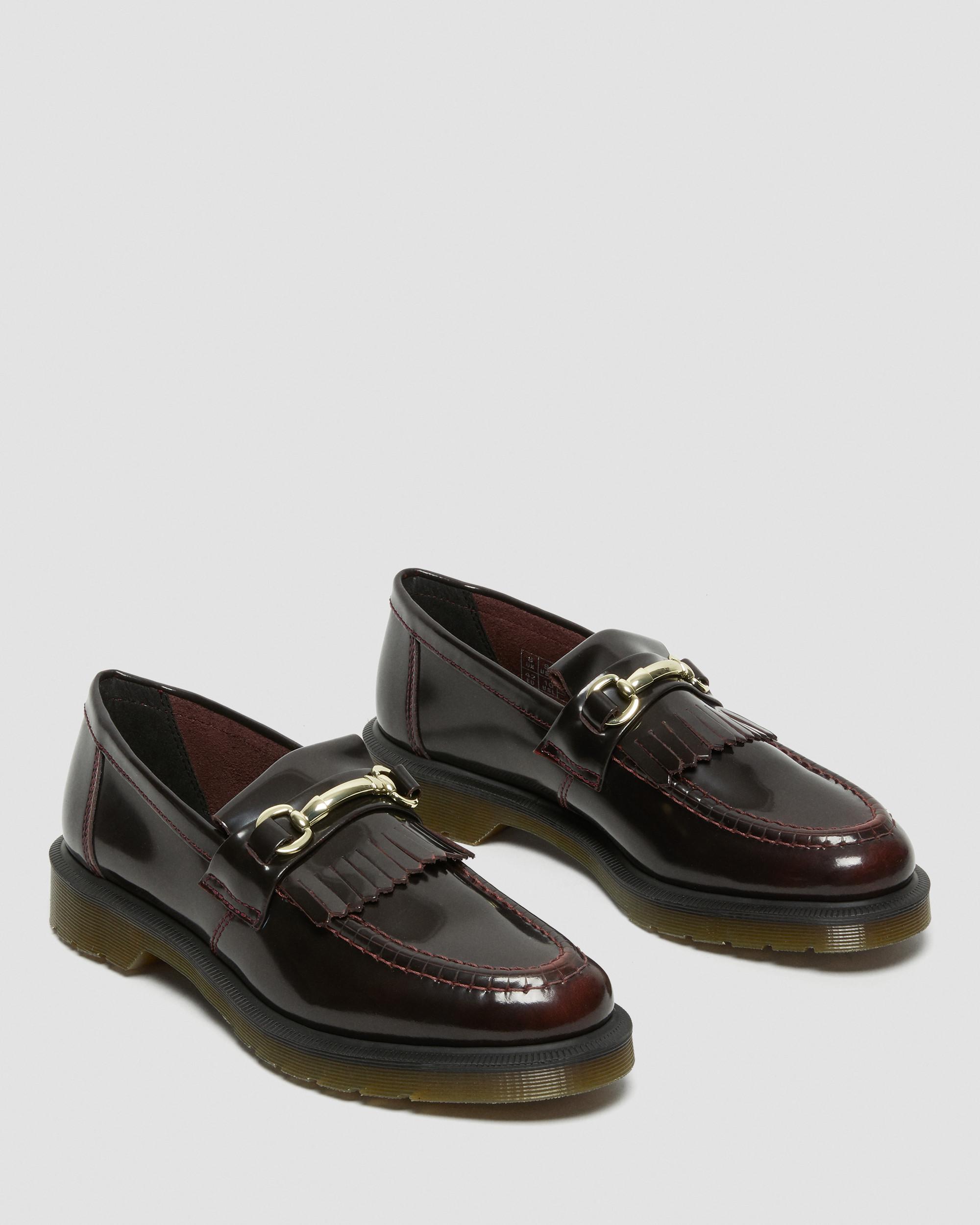 Adrian Snaffle Smooth Leather Kiltie Loafers, Cherry Red | Dr. Martens