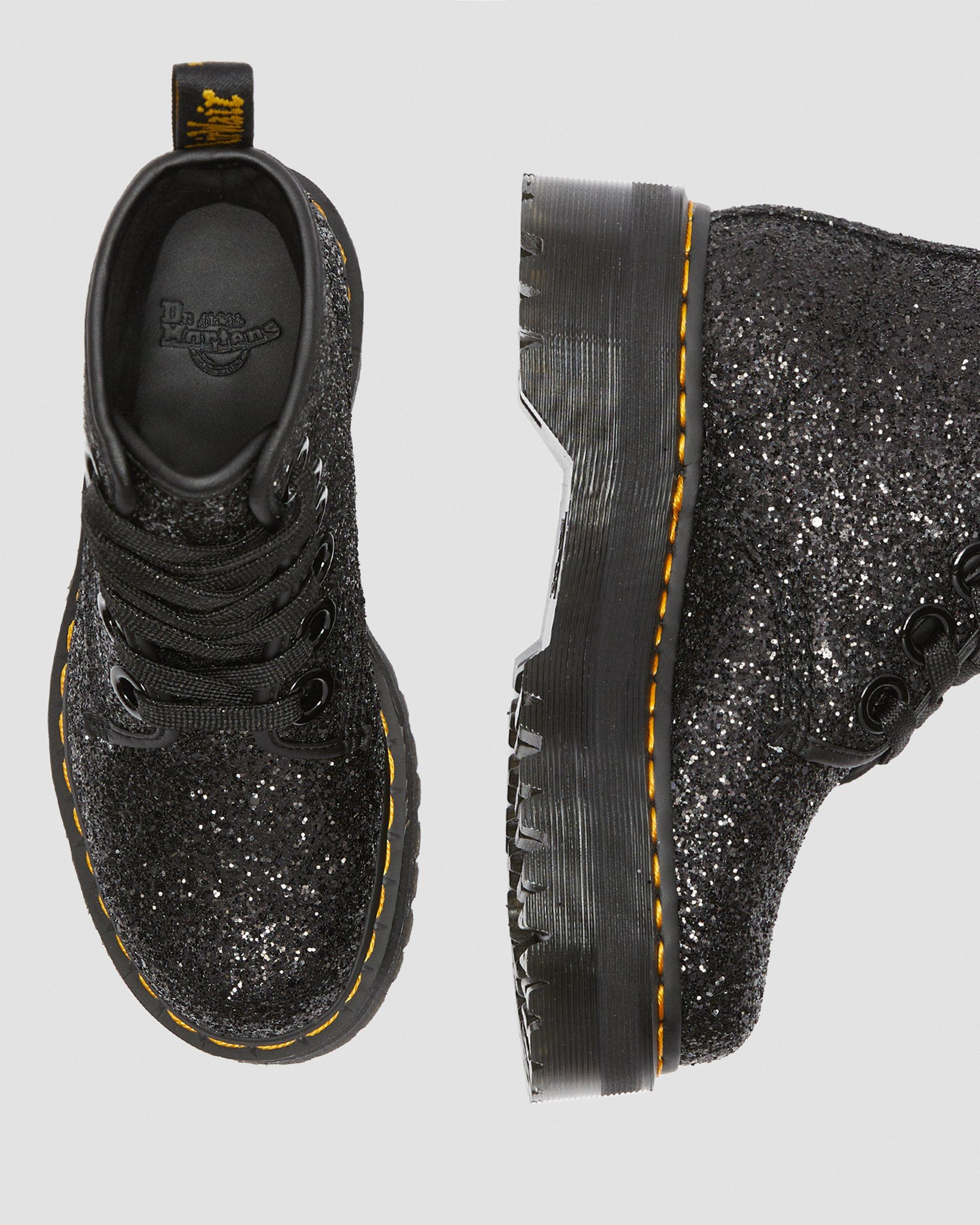 Botas de Purpurina con Plataforma Molly Glitter en Negro Dr. Martens