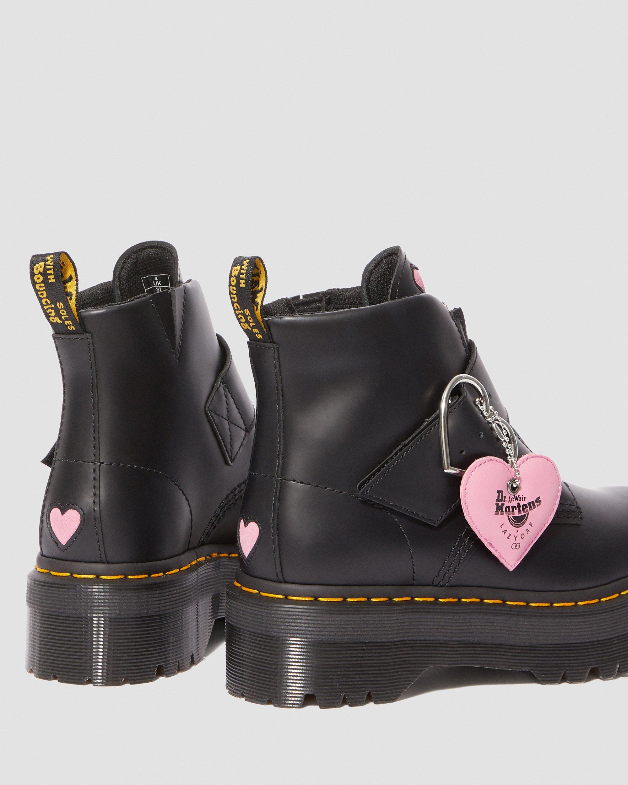 doc martens lazy oaf buckle boot pink