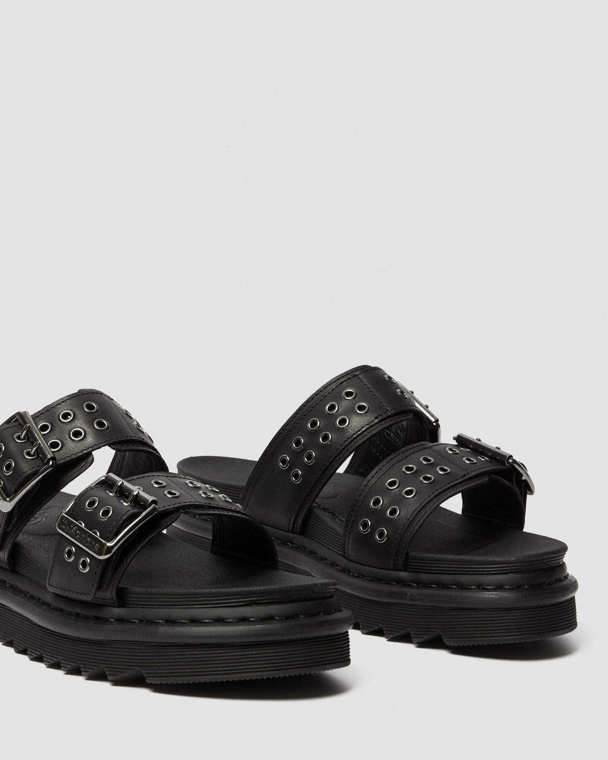 DR MARTENS Myles Leather Buckle Slide Sandals