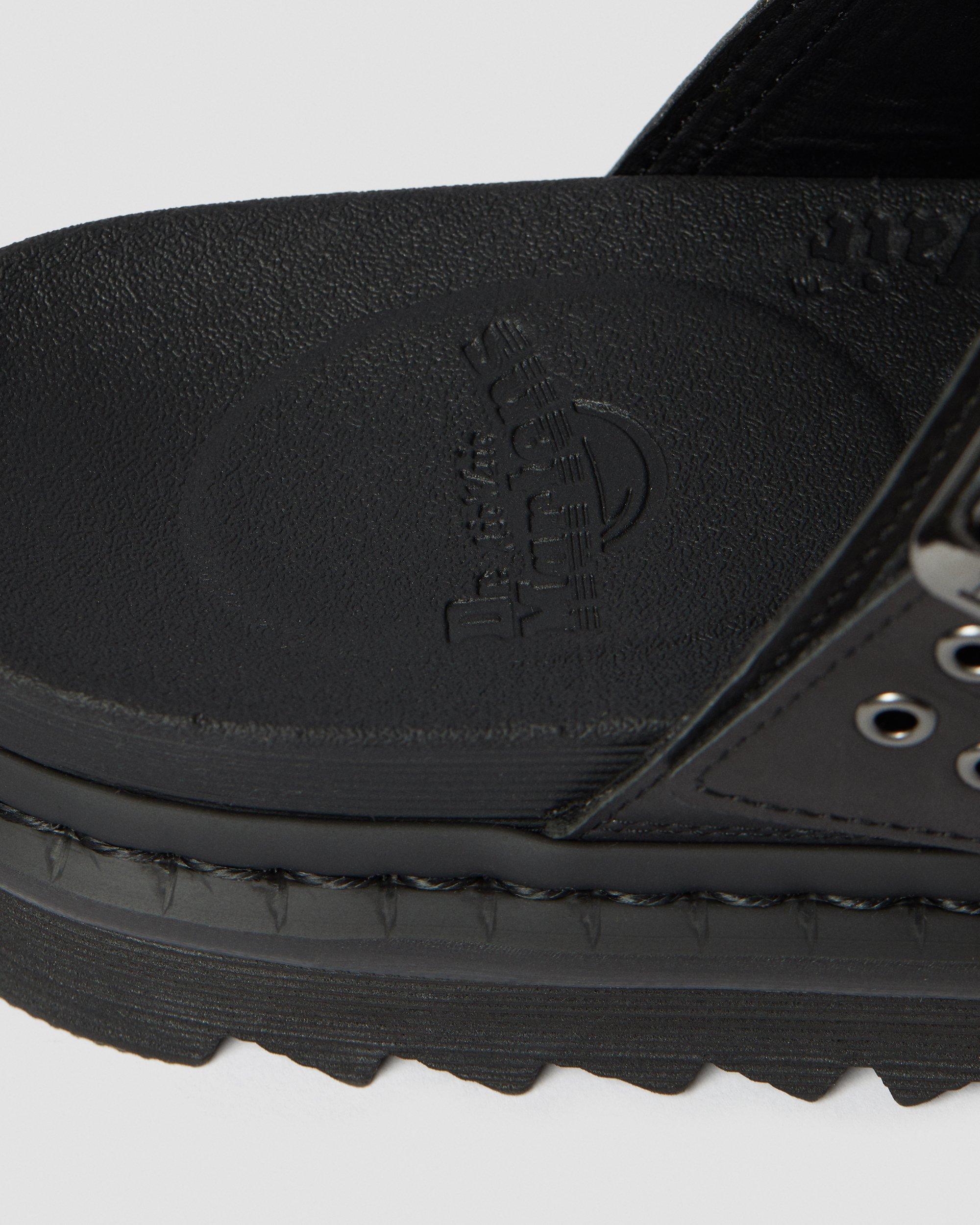 Myles Leather Buckle Slide Sandals in BLACK | Dr. Martens™
