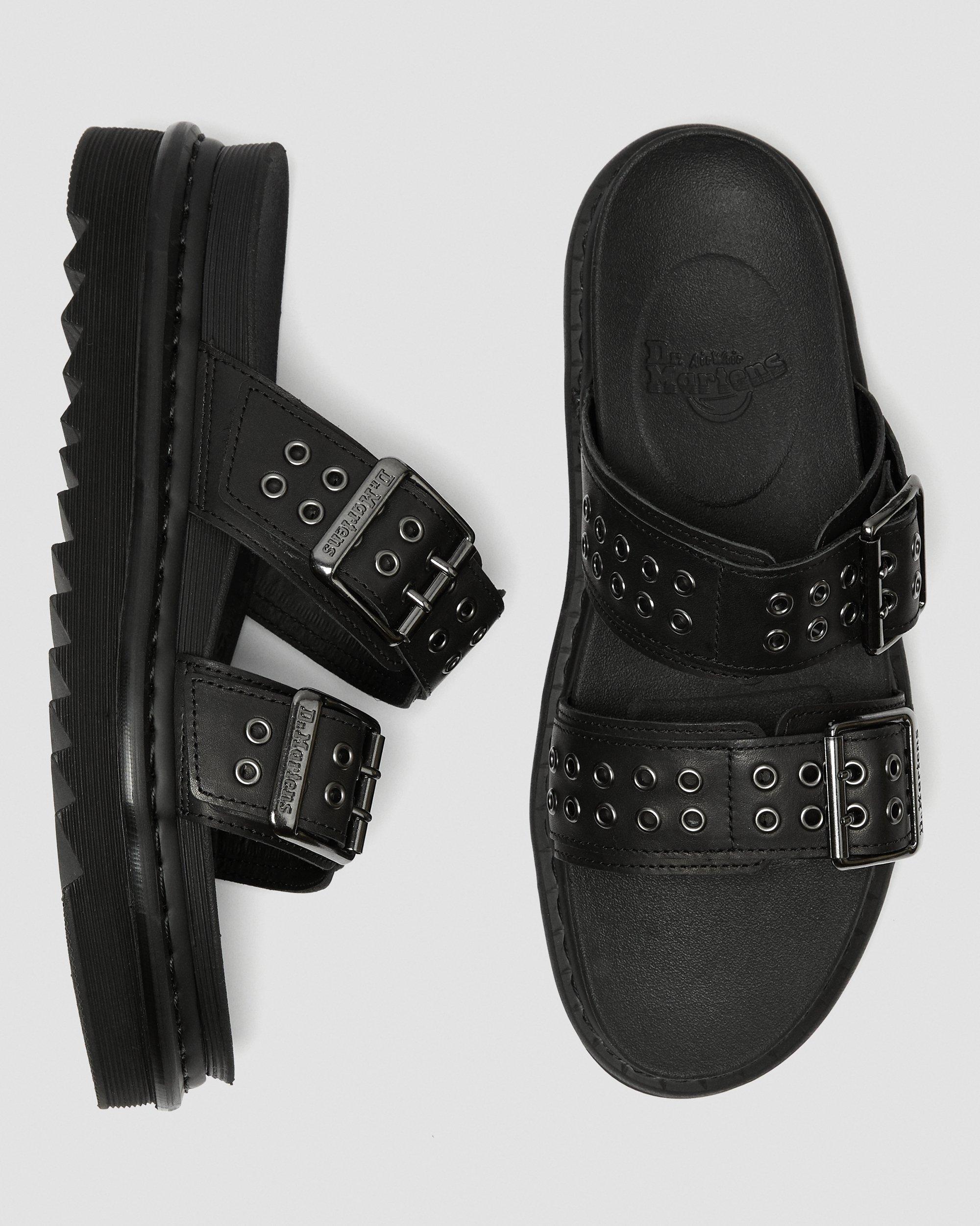 MYLES SLIP ON METAL DETAIL SANDALS in BLACK | Dr. Martens™