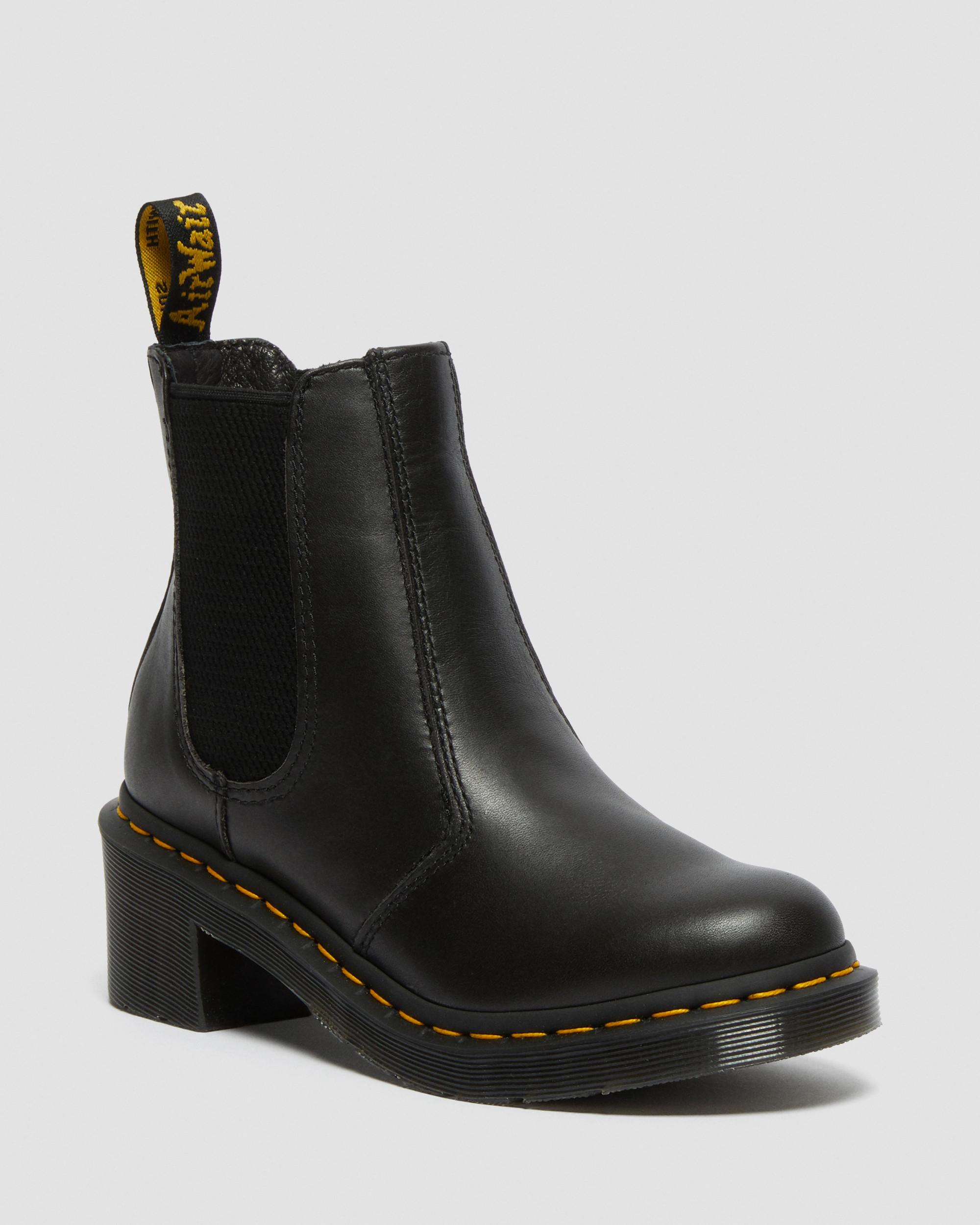 Cadence Women's Leather Heeled Chelsea Boots in Black | Dr. Martens