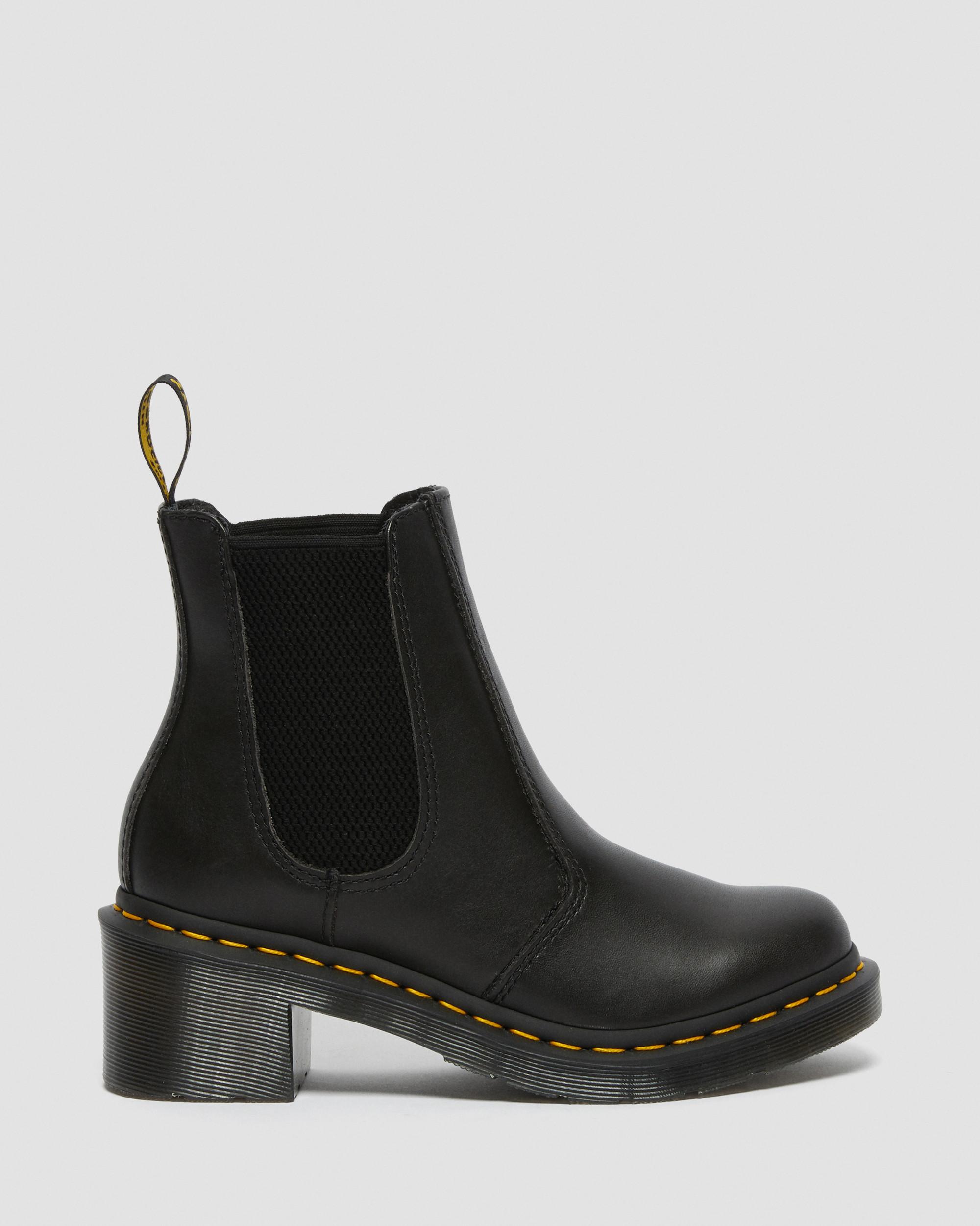 Cadence Women's Leather Heeled Chelsea Boots in Black | Dr. Martens