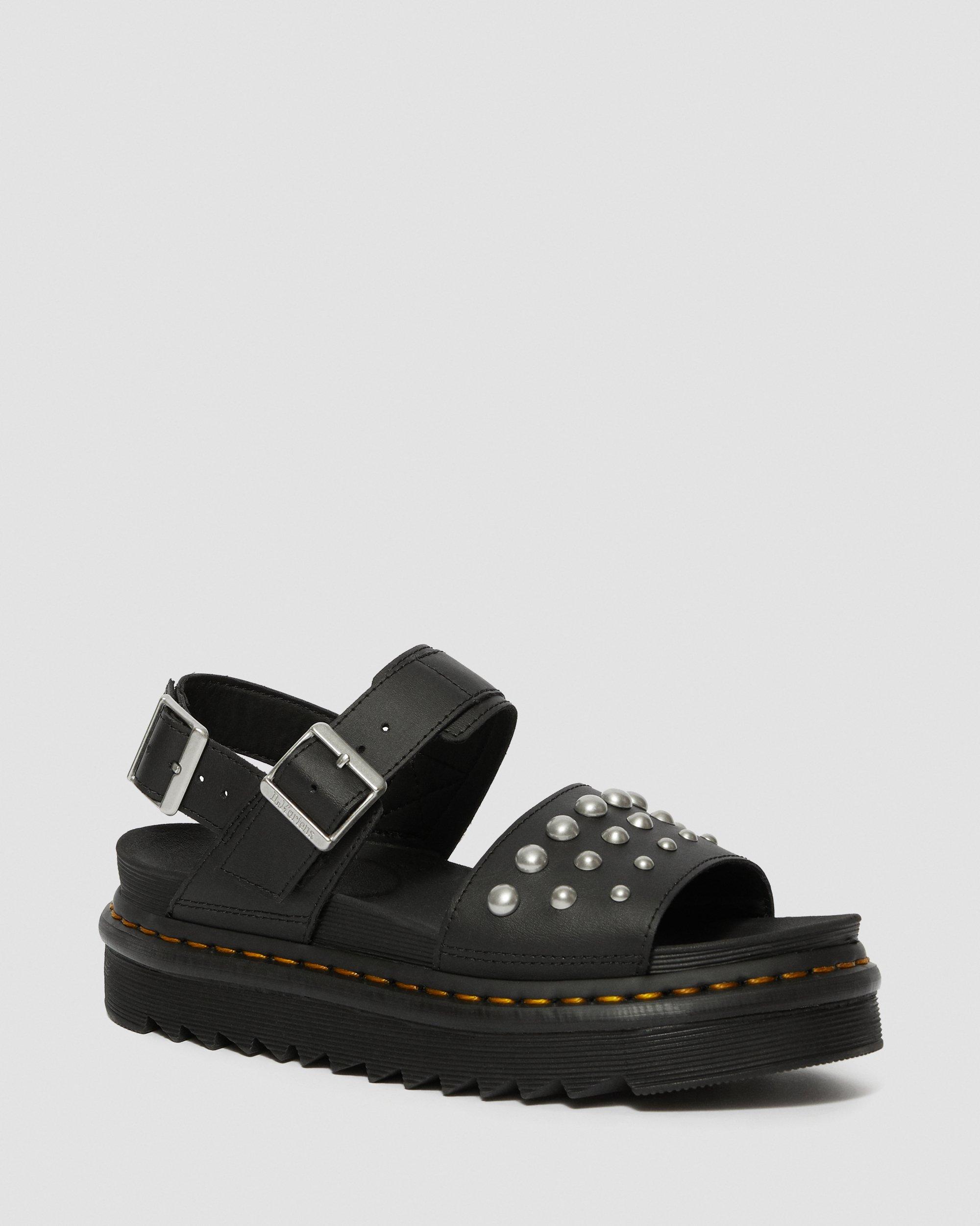 Voss Leather Studded Sandals in BLACK | Dr. Martens™
