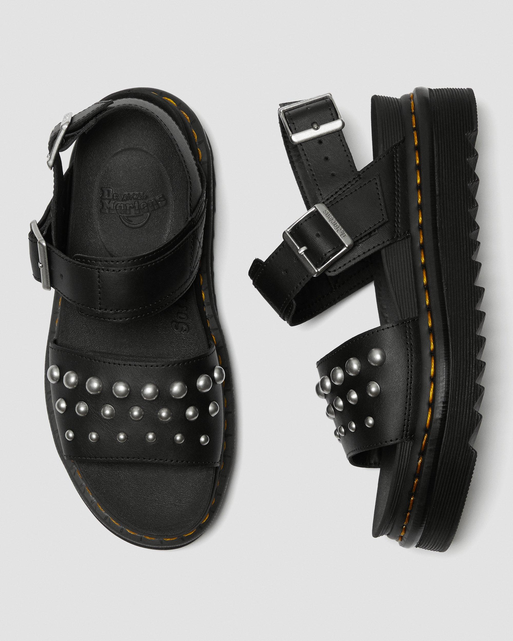Voss Leather Studded Sandals in BLACK | Dr. Martens™