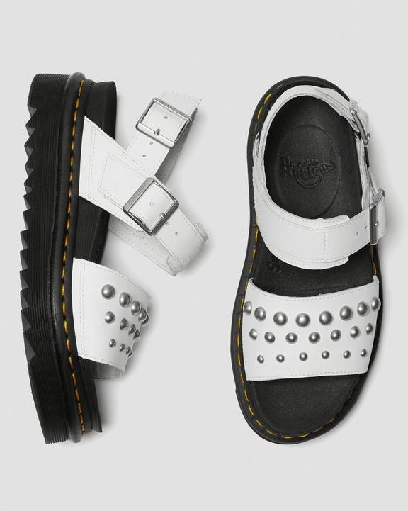 Voss Leather Studded Sandals in White | Dr. Martens
