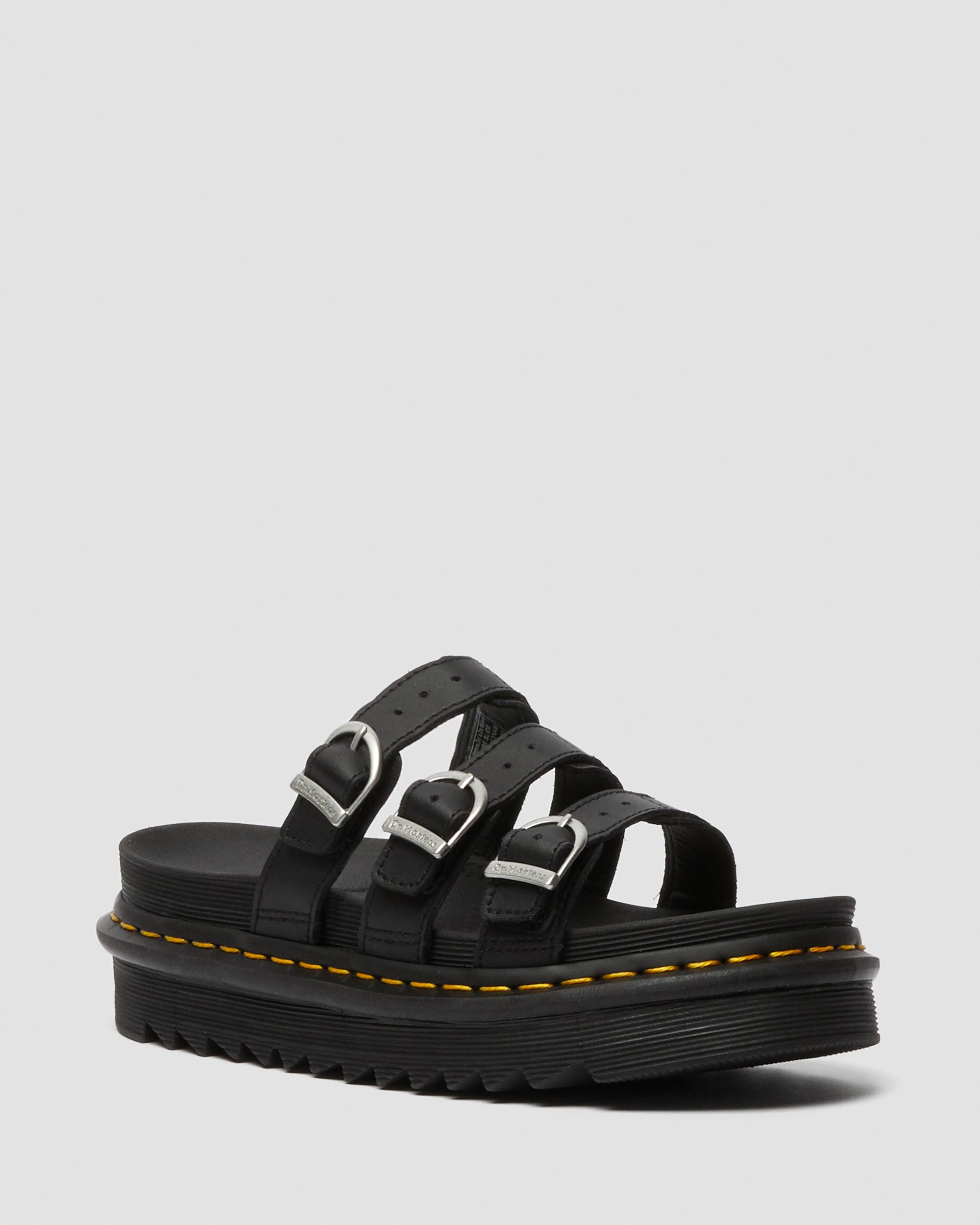 SANDALES CLAQUETTES BLAIRE EN CUIR in Black