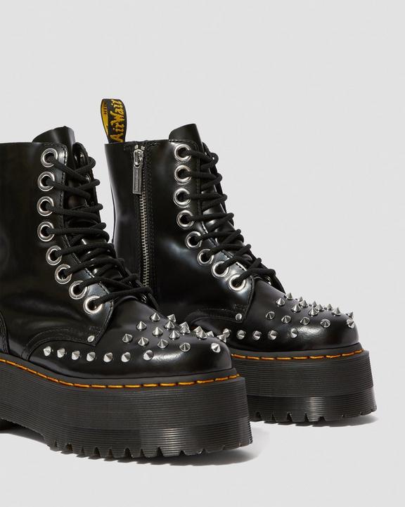 Jadon Max Women's Studded Platform Boots in Black Buttero Jadon Max Women's Studded Platform Boots in Black Buttero