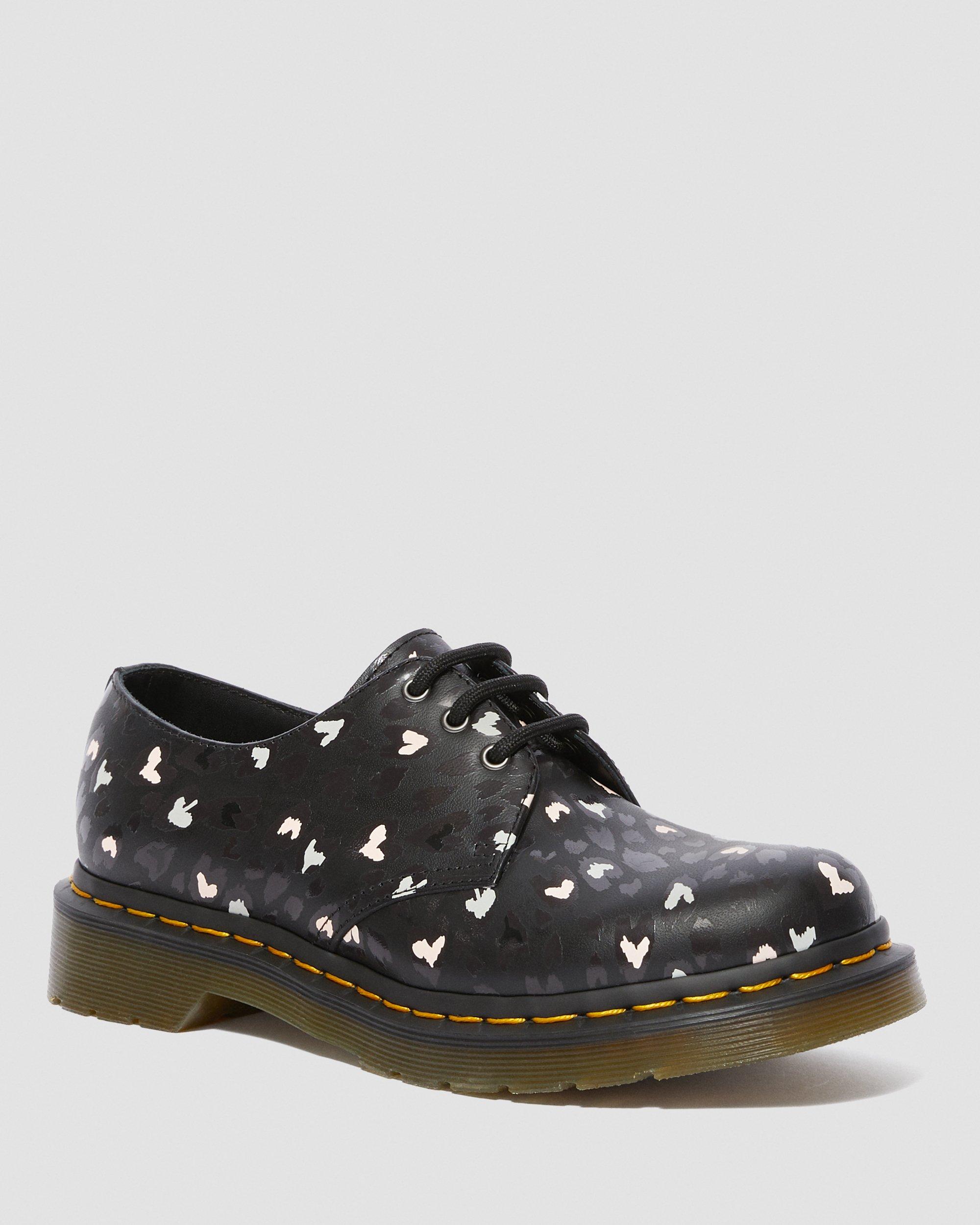 1461 Leather Wild Heart Printed Oxford Shoes in BLACK+MULTI | Dr