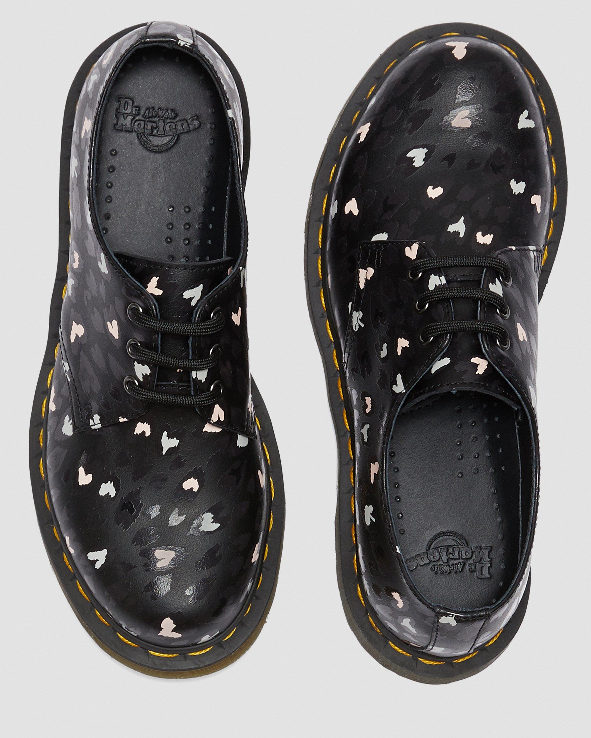 1461 Leather Wild Heart Printed Oxford Shoes in BLACK+MULTI | Dr