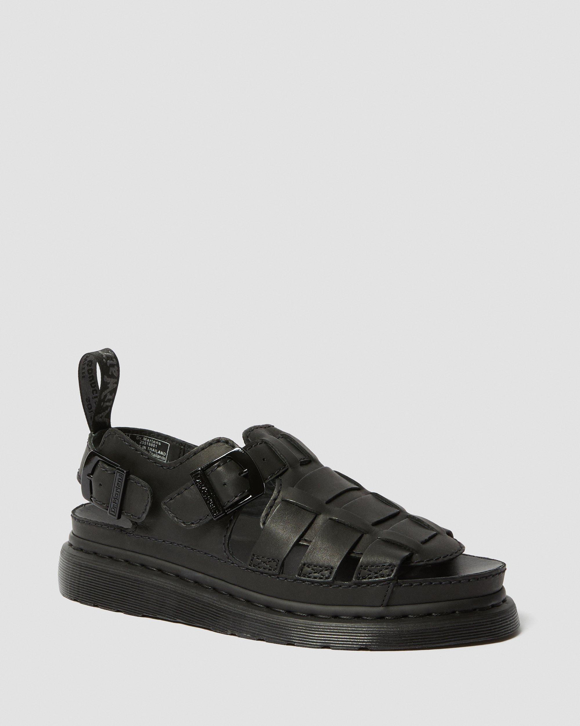 8092 MONO LEATHER FISHERMAN SANDALS in Black | Dr. Martens