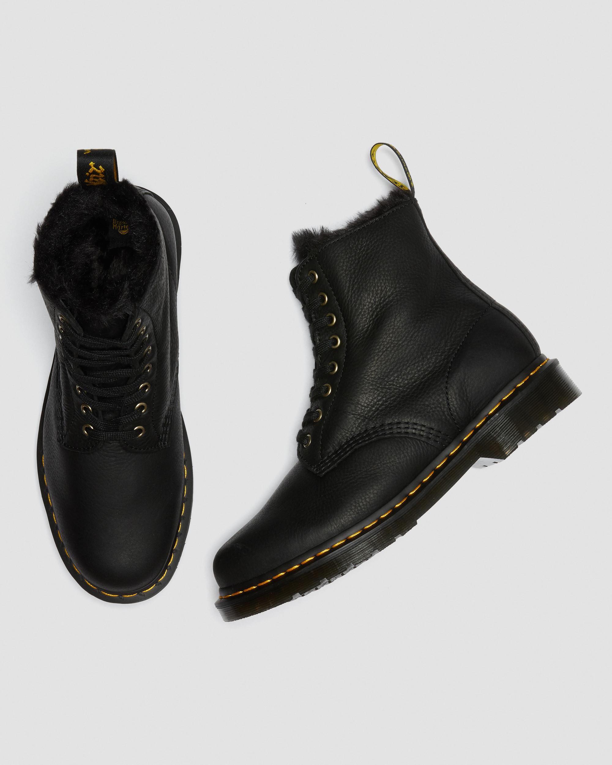 1460 Pascal Men's Faux Fur Lined Lace Up Boots in BLACK | Dr. Martens™