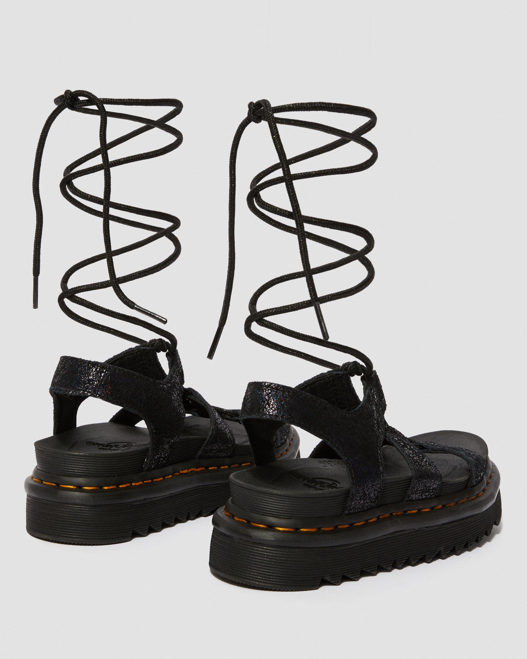 Dr. Martens NARTILLA ブラック サンダル 22〜24 Nartilla Women's Metallic Gladiator Sandals in BLACK | Dr. Martens™