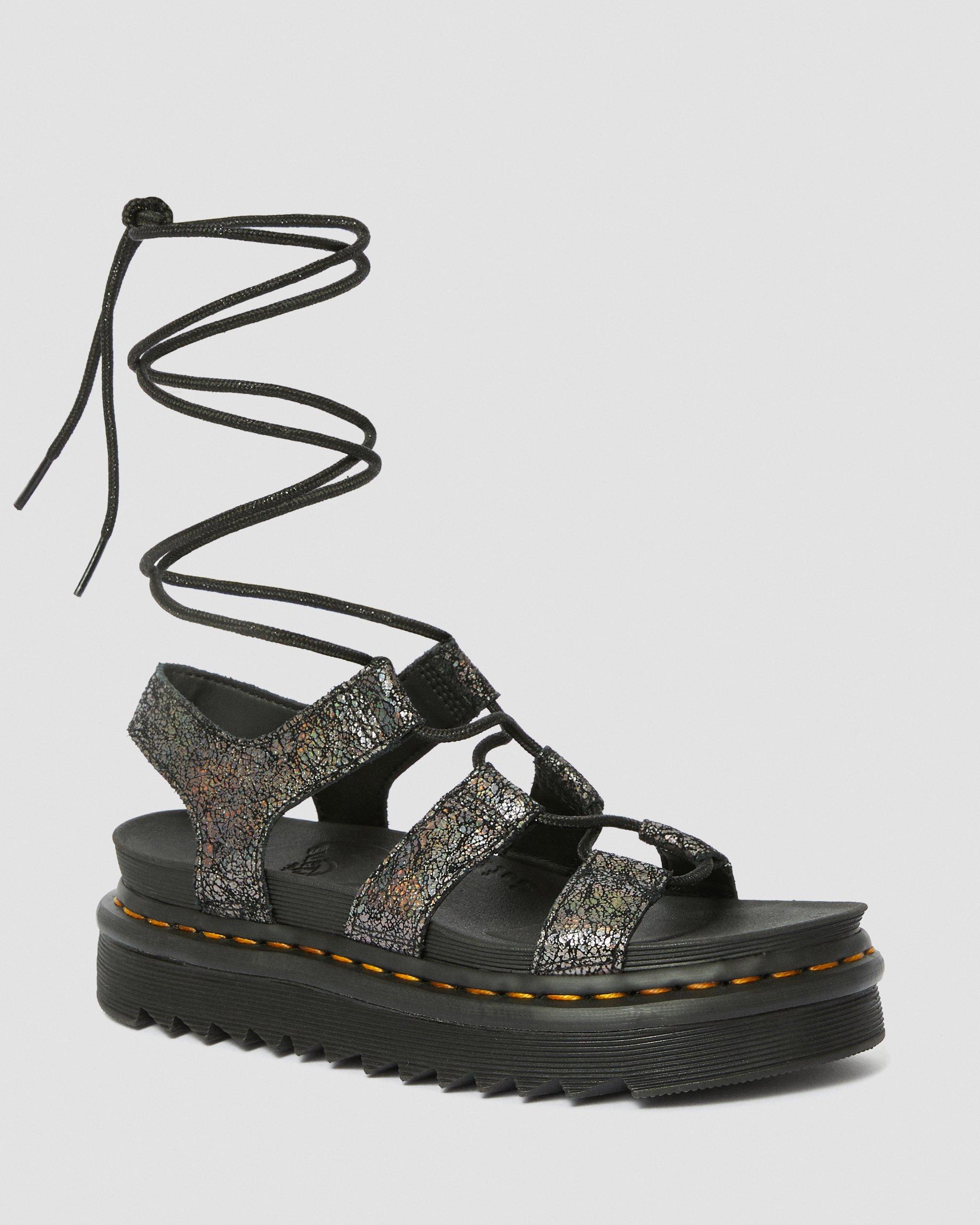 【美品】Dr. Martens NARTILLA サンダル UK4（23.0） Nartilla Women's Metallic Gladiator Sandals in GUNMETAL | Dr. Martens™