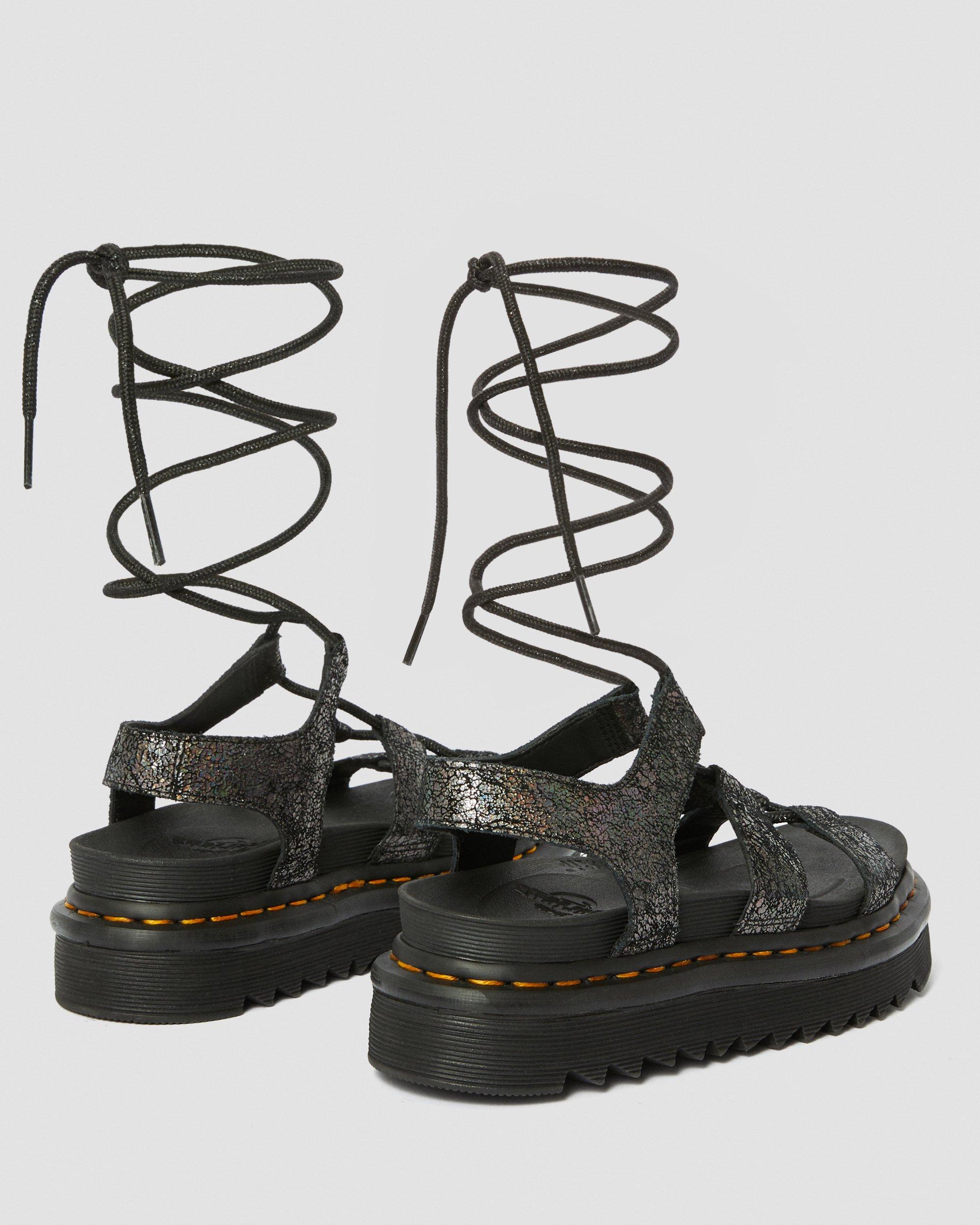 Nartilla Women's Metallic Gladiator Sandals in GUNMETAL | Dr. Martens™