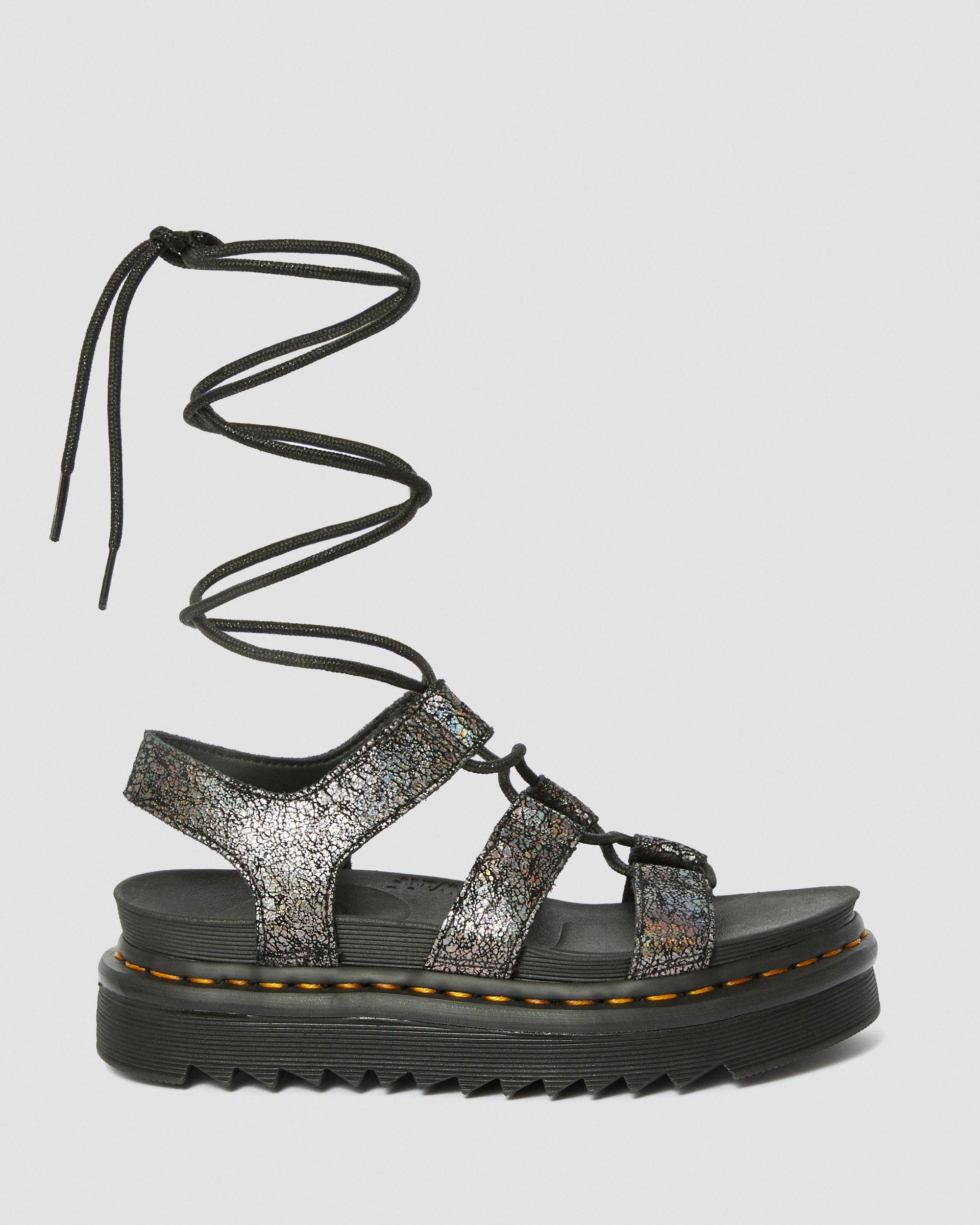 Nartilla Women's Metallic Gladiator Sandals in GUNMETAL | Dr. Martens™