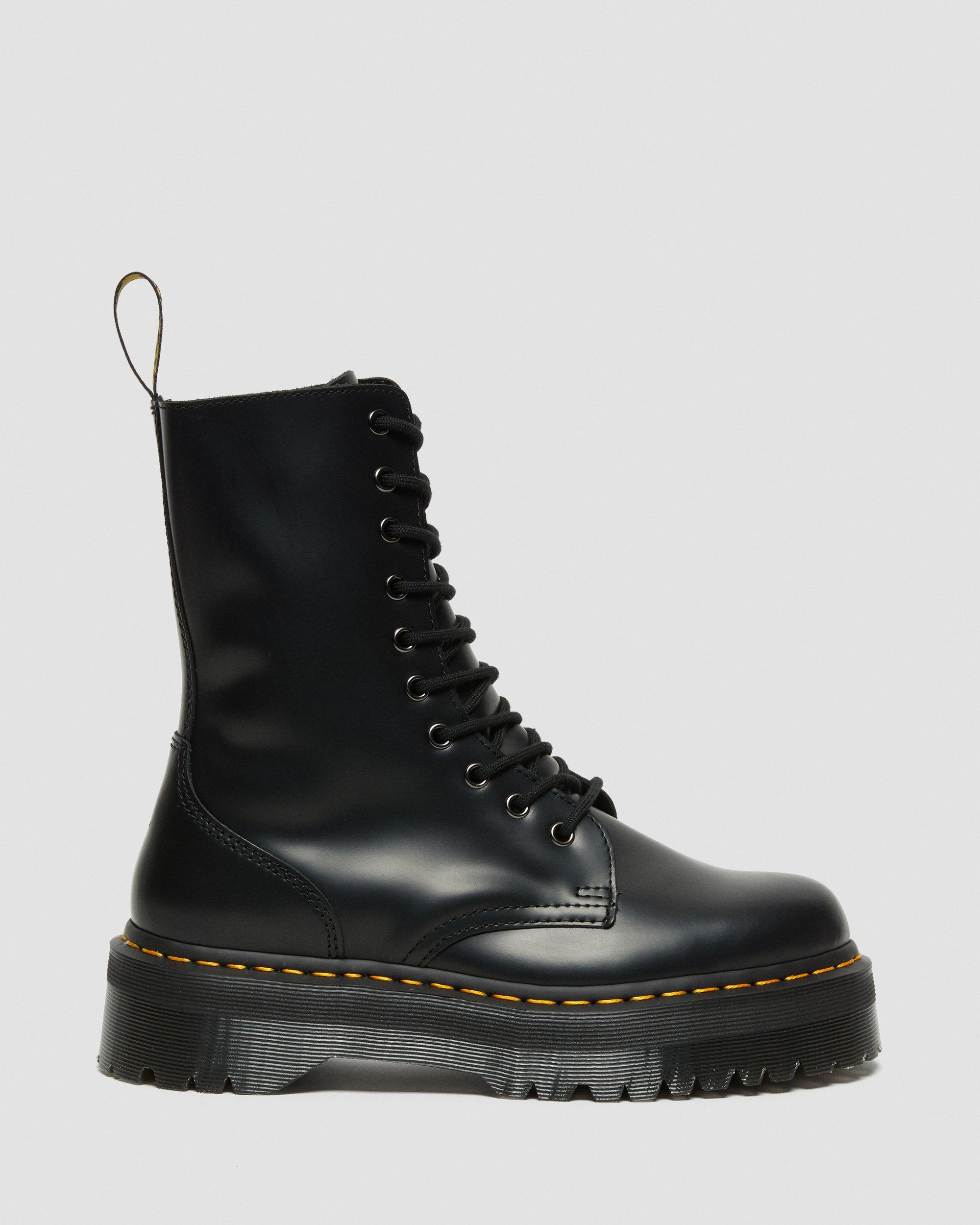 Jadon Hi Boot Smooth Leather Platforms in Black | Dr. Martens