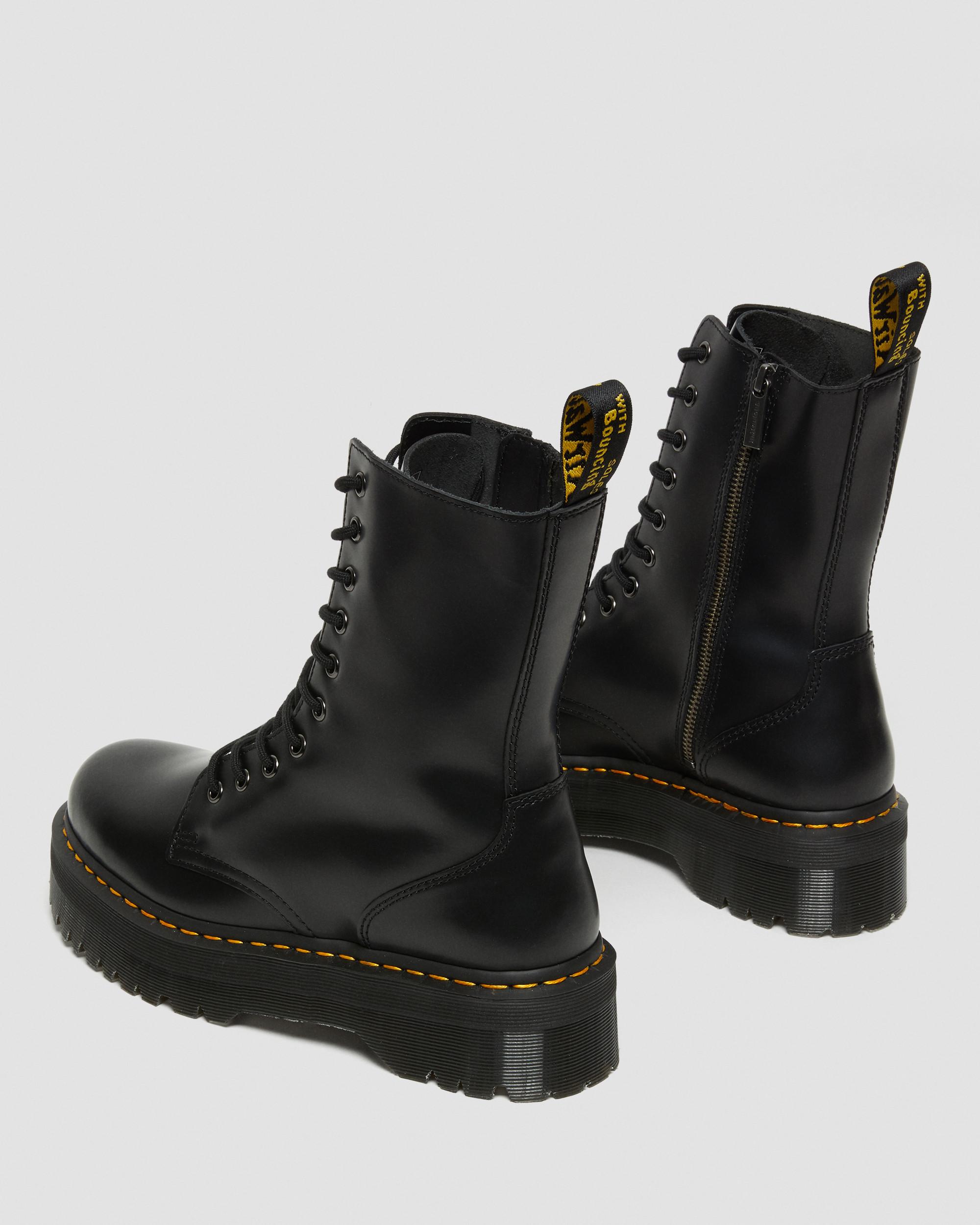 Jadon Hi Boot Smooth Leather Platforms in Black