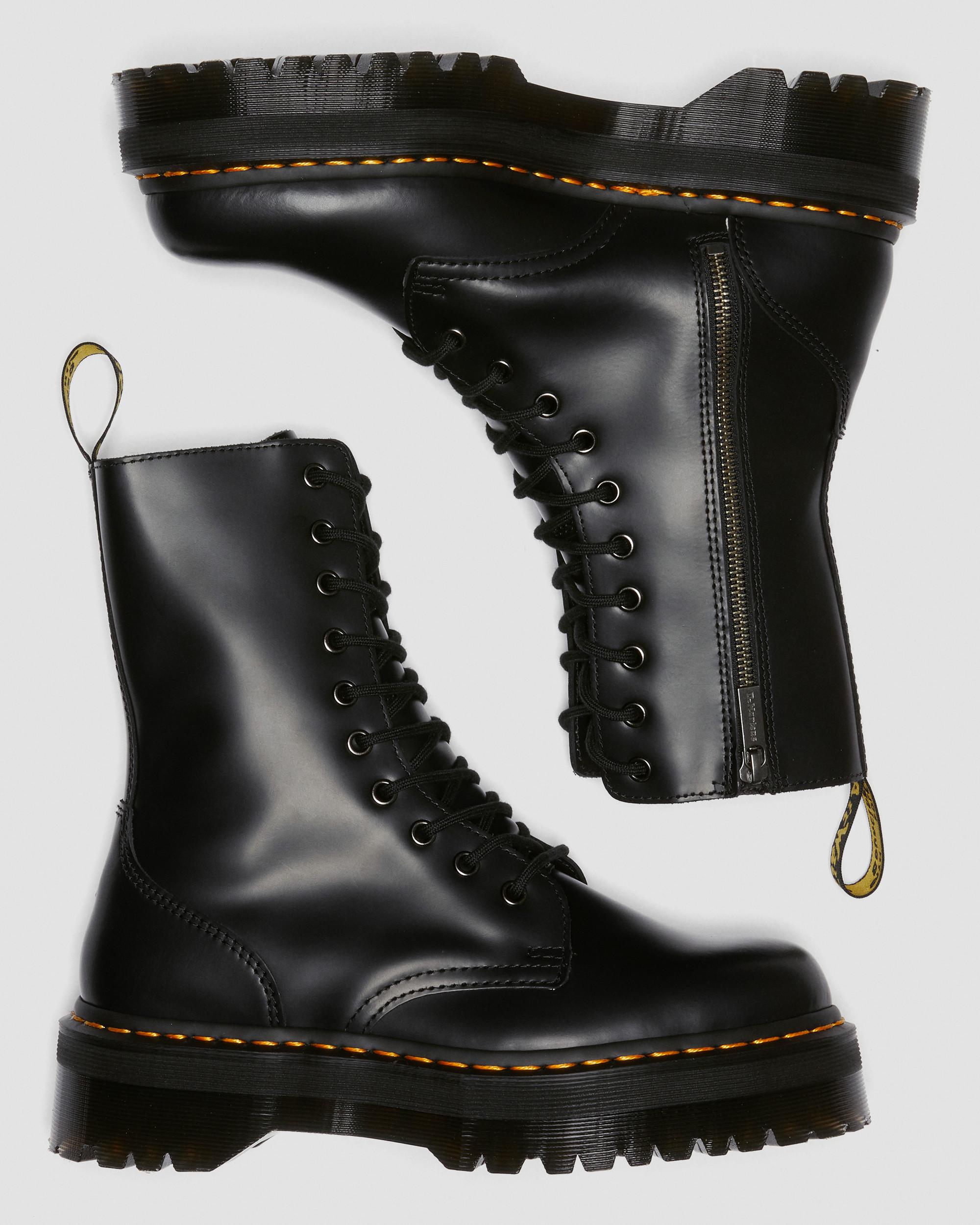 Jadon Boot Smooth Leather Platforms in Black