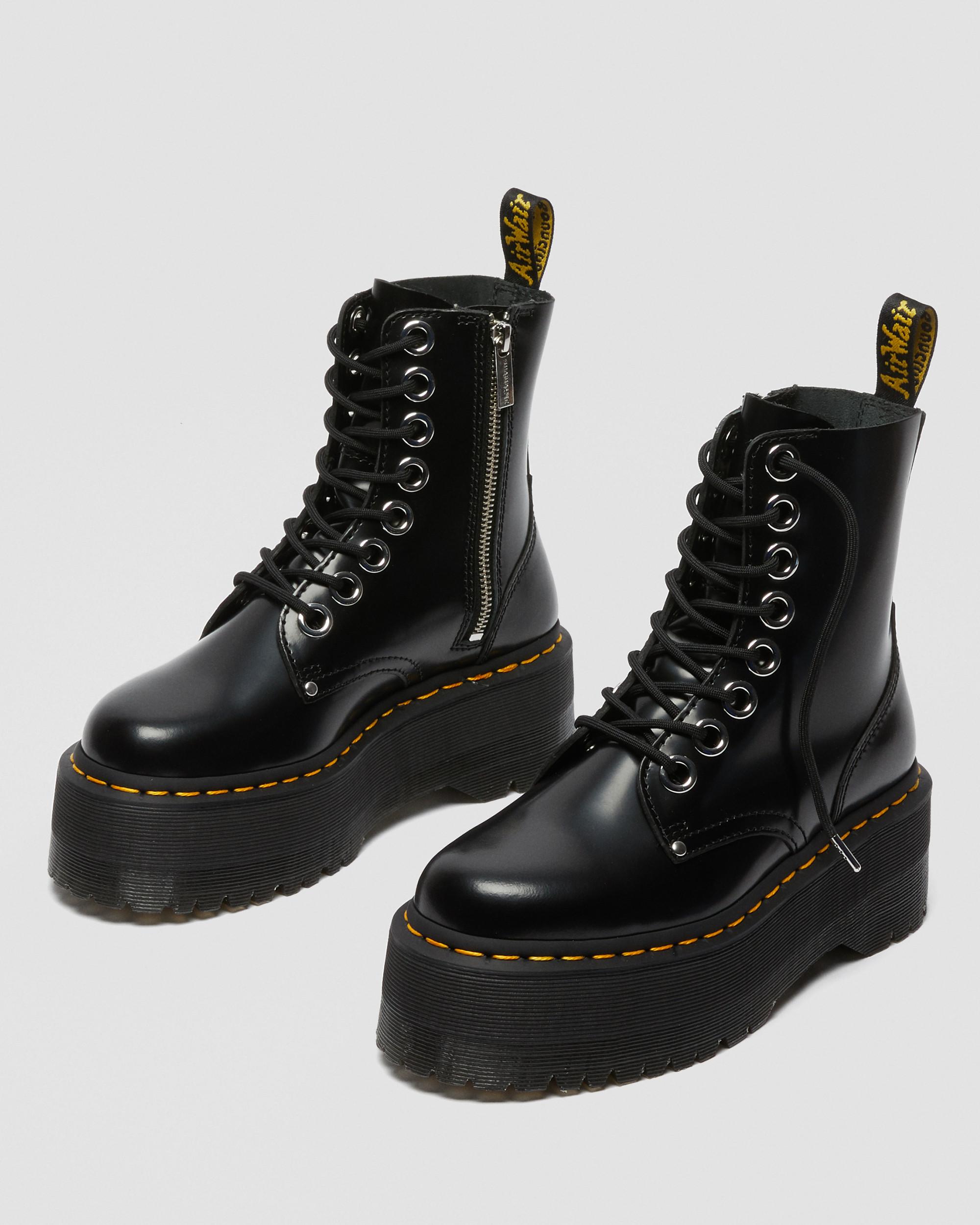 Jadon Max Buttero Leather Platform Boots in Black