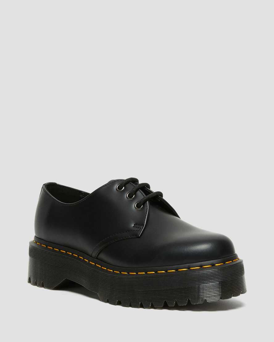 1461 Quad Smooth Leather Platform Shoes Black1461 Quad Leren Platform Schoenen Dr. Martens