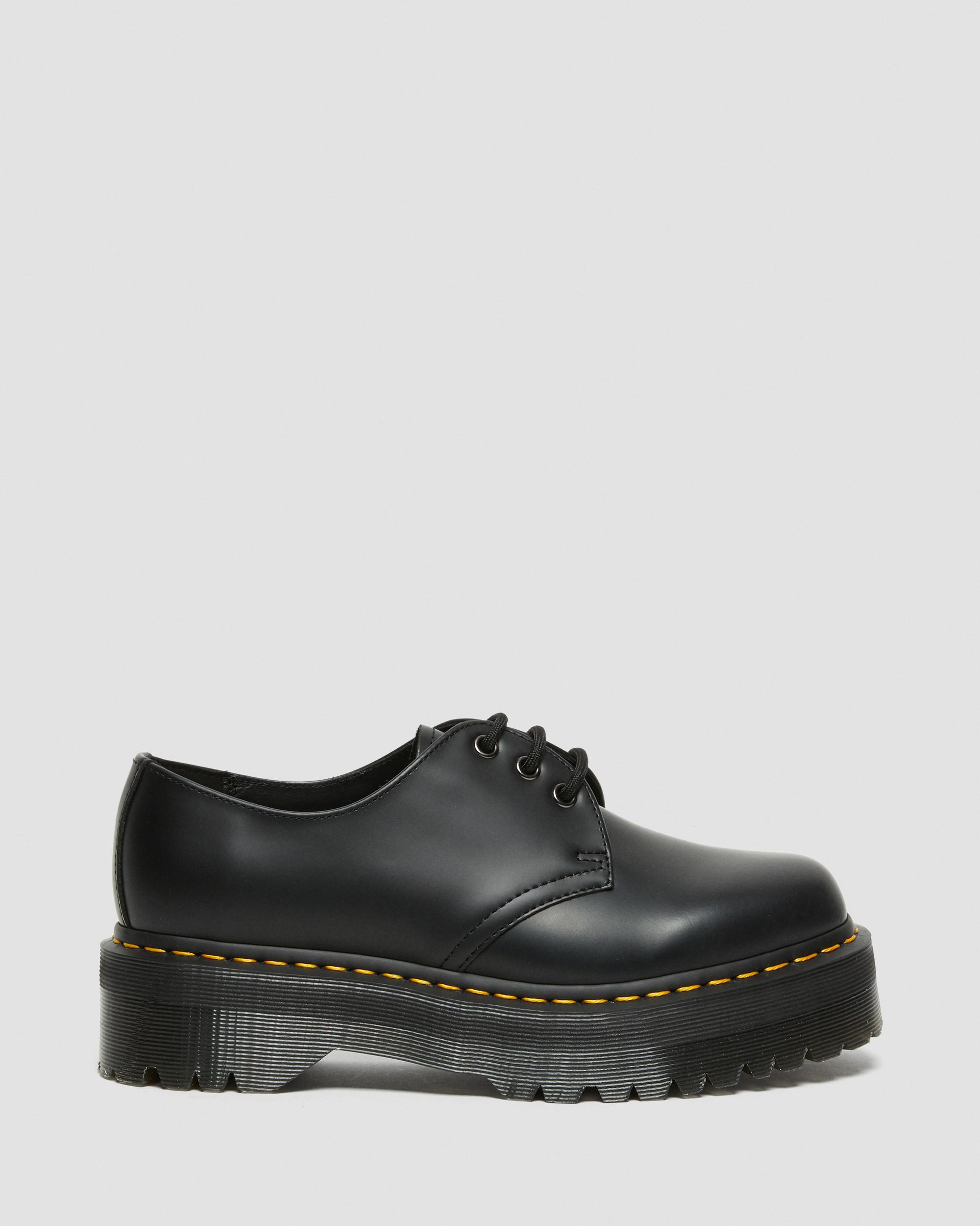1461 Quad Smooth Leather Platform Shoes in Black | Dr. Martens