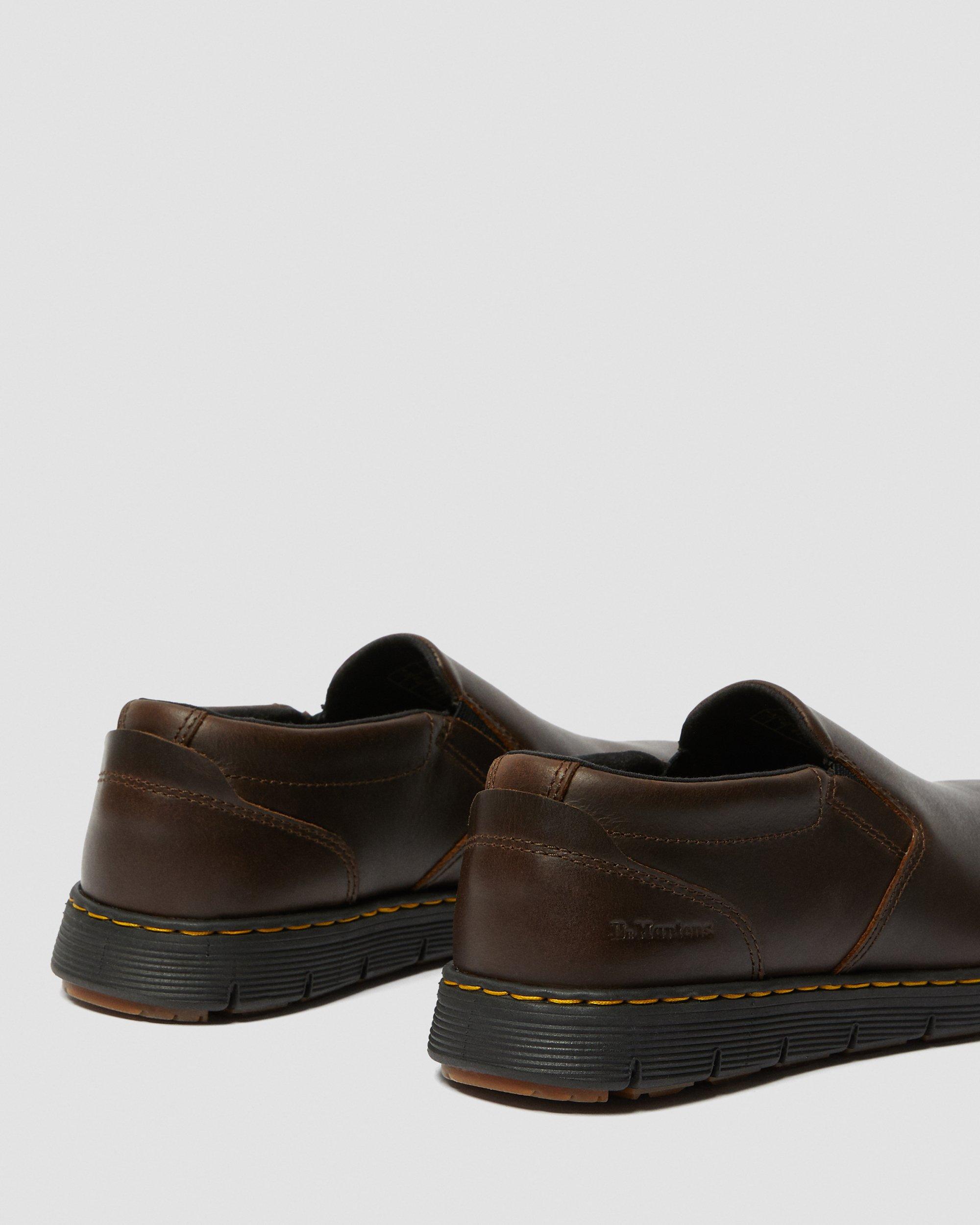 Rhodes Men's Leather Casual Slip On Shoes in Brown | Dr. Martens