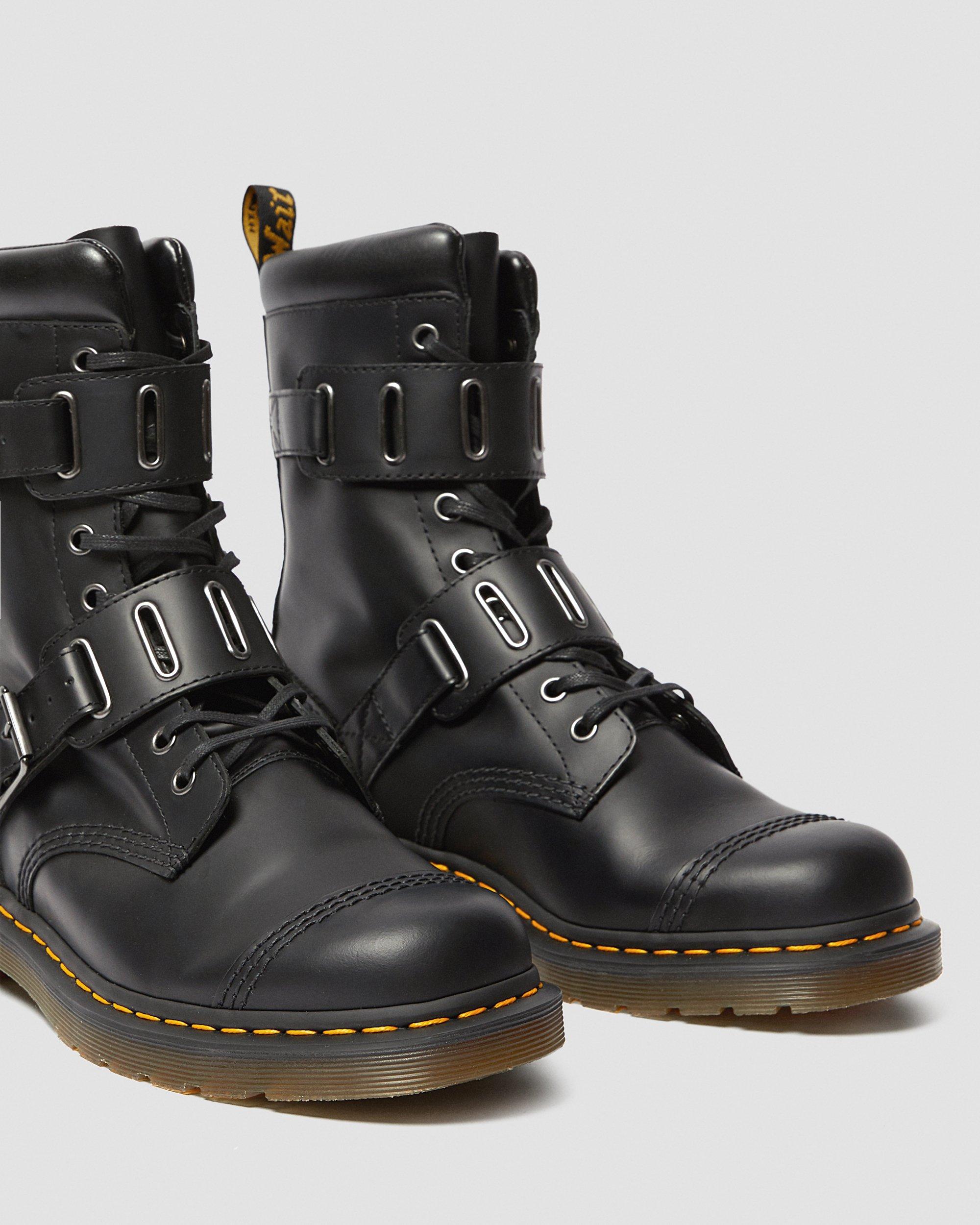 Quynn Leather Buckle Boots in BLACK | Dr. Martens™