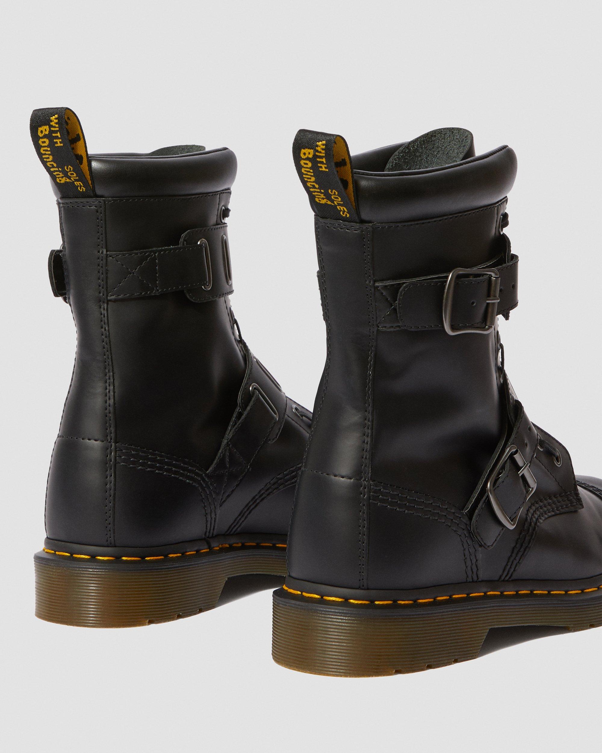 Quynn Leather Buckle Boots in BLACK | Dr. Martens™