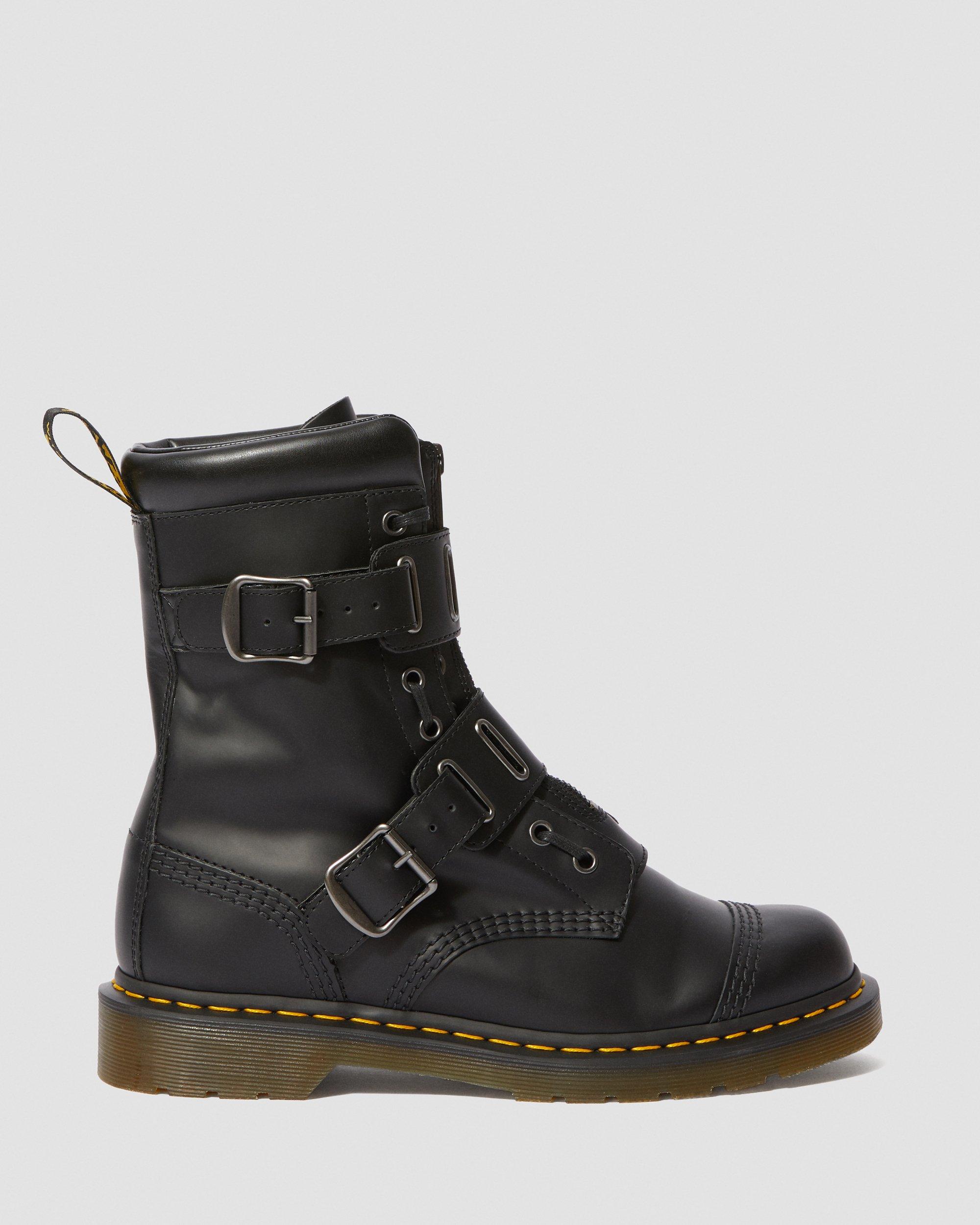 Quynn Leather Buckle Boots in BLACK | Dr. Martens™