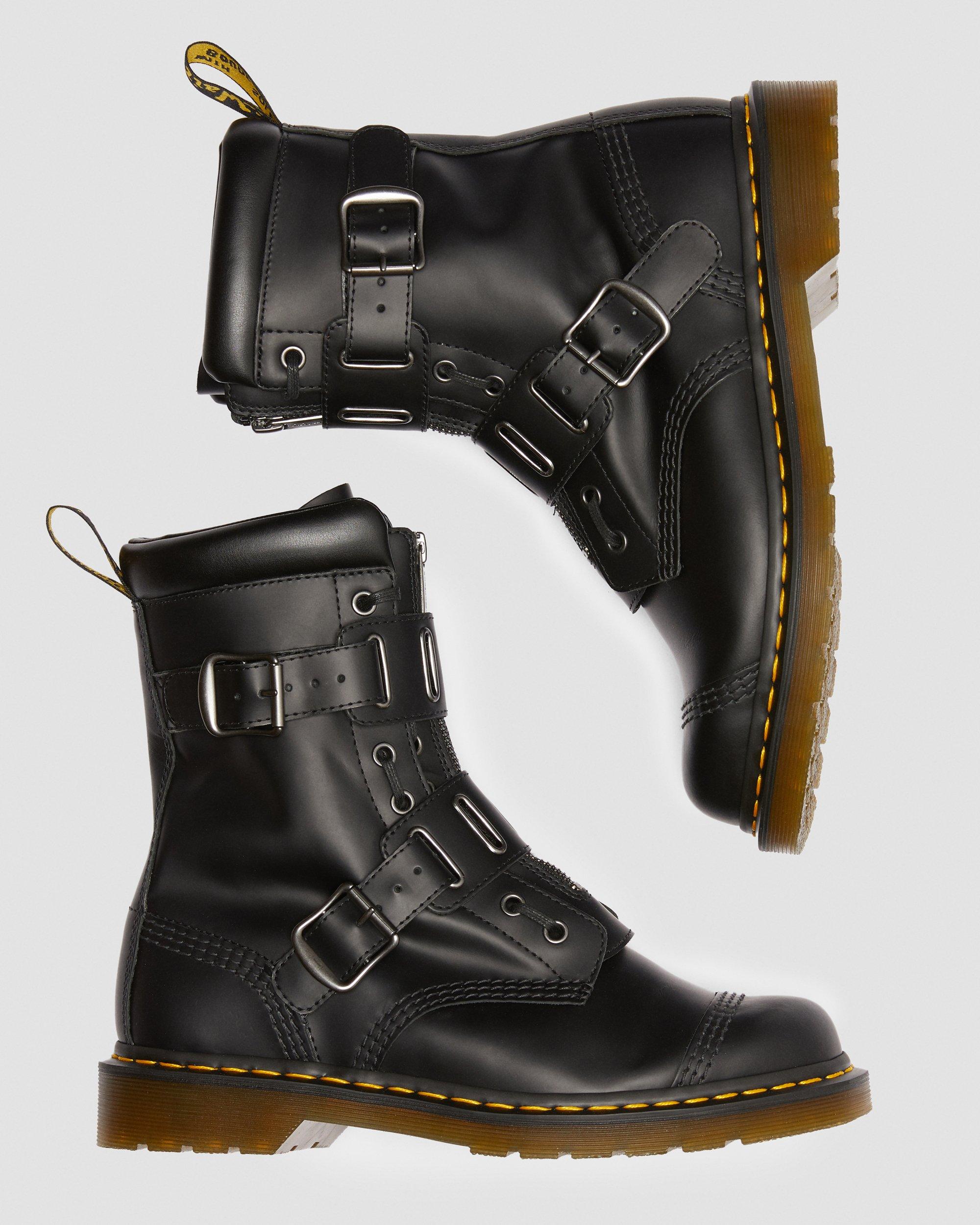 Quynn Leather Buckle Boots in BLACK | Dr. Martens™