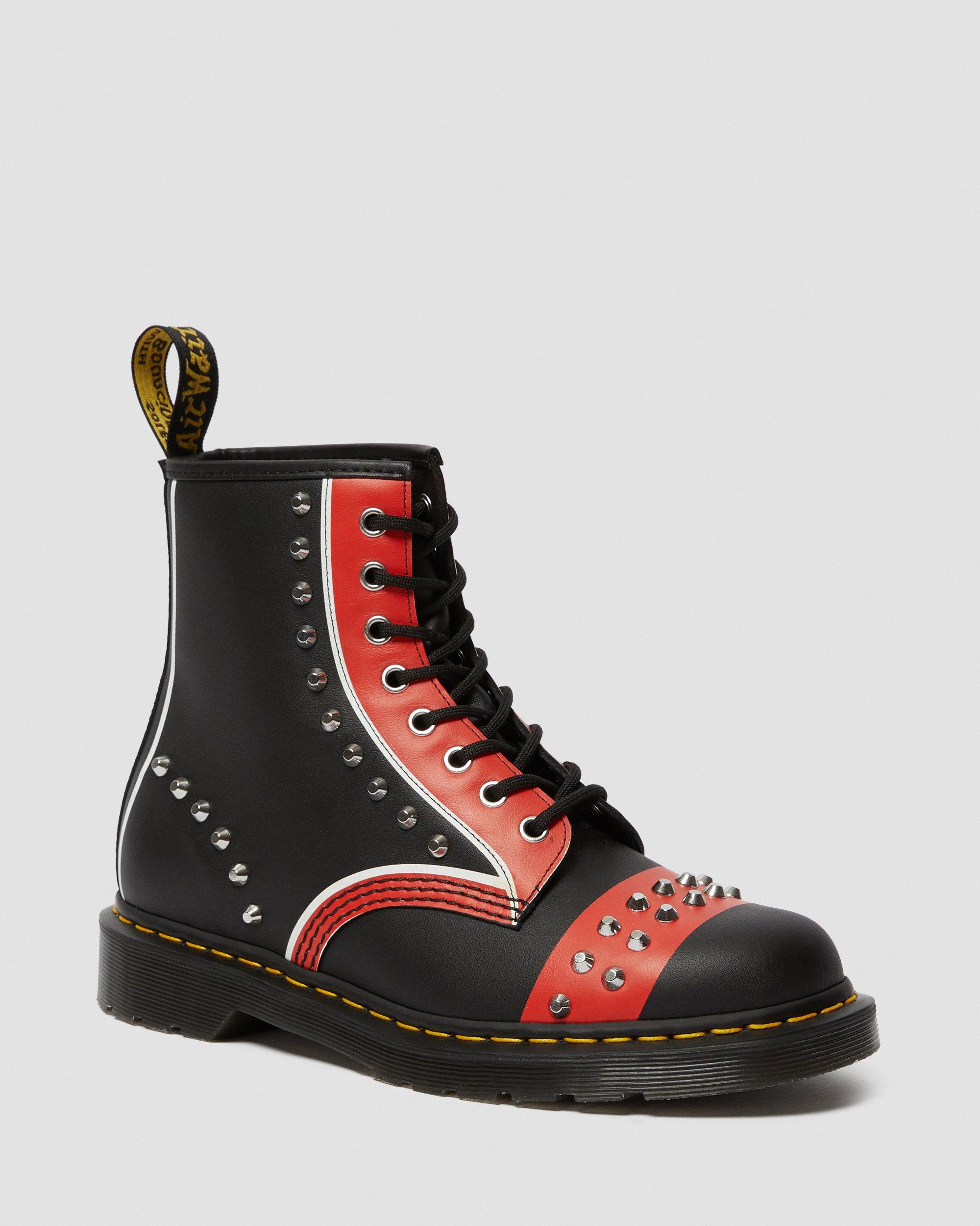 Red and black store doc martens