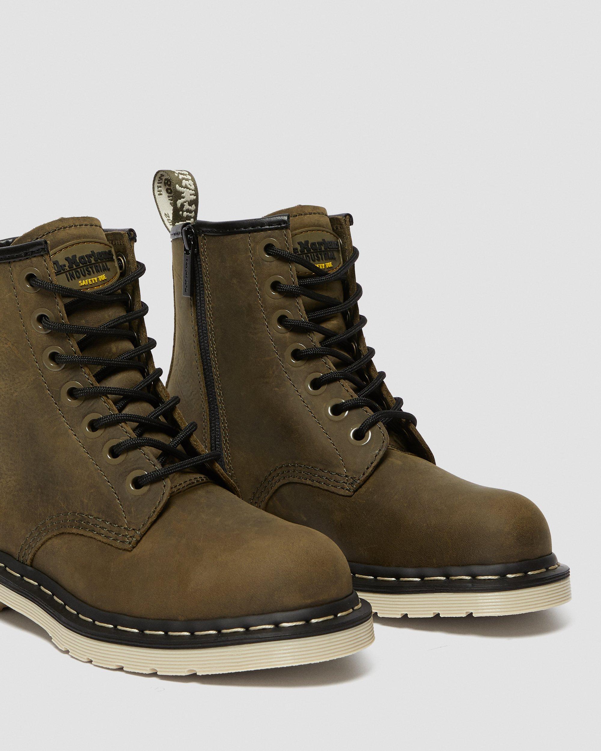 Maple Women's Zipper Steel Toe Work Boots in DMS OLIVE | Dr. Martens™