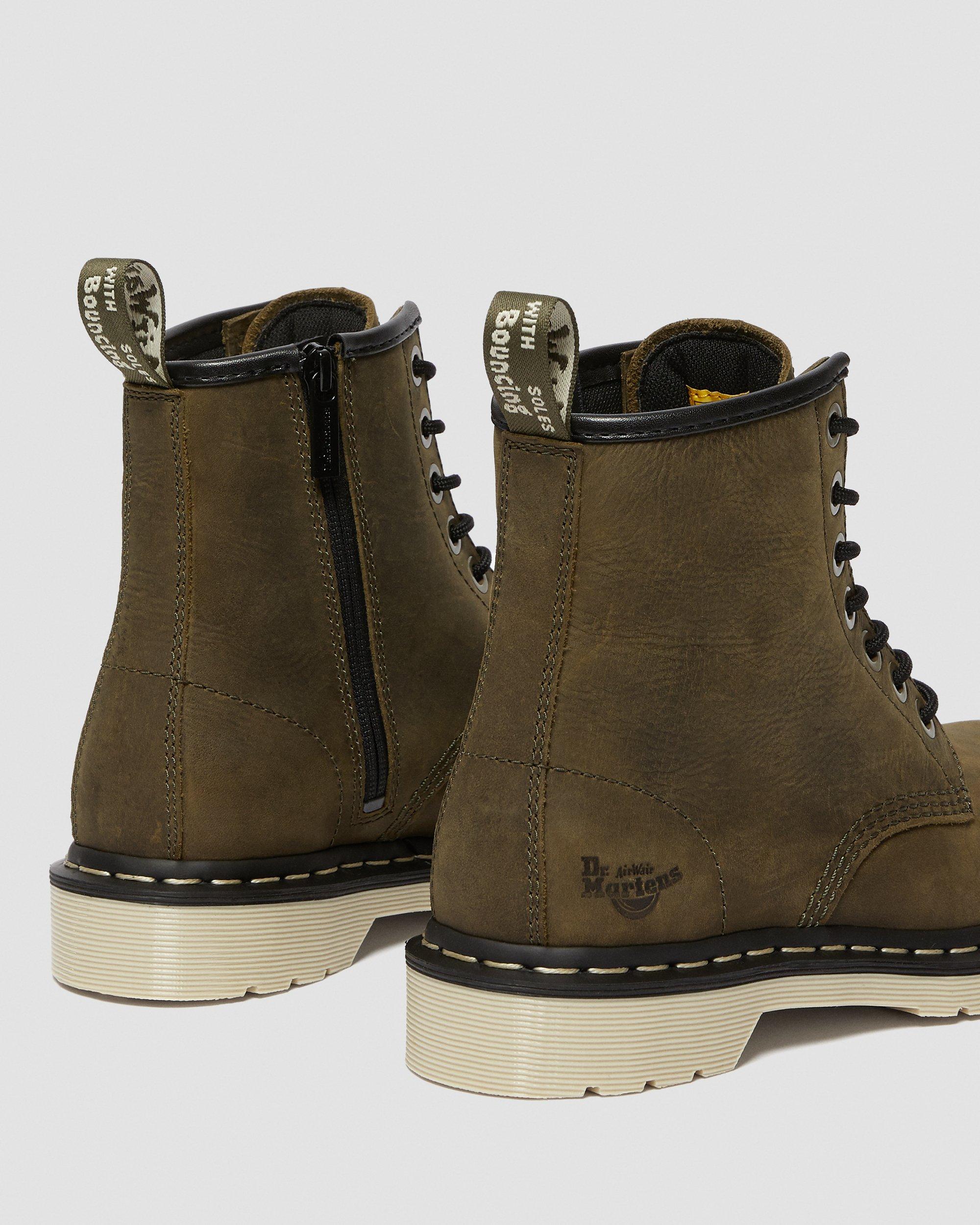 Maple Women's Zipper Steel Toe Work Boots in DMS OLIVE | Dr. Martens™