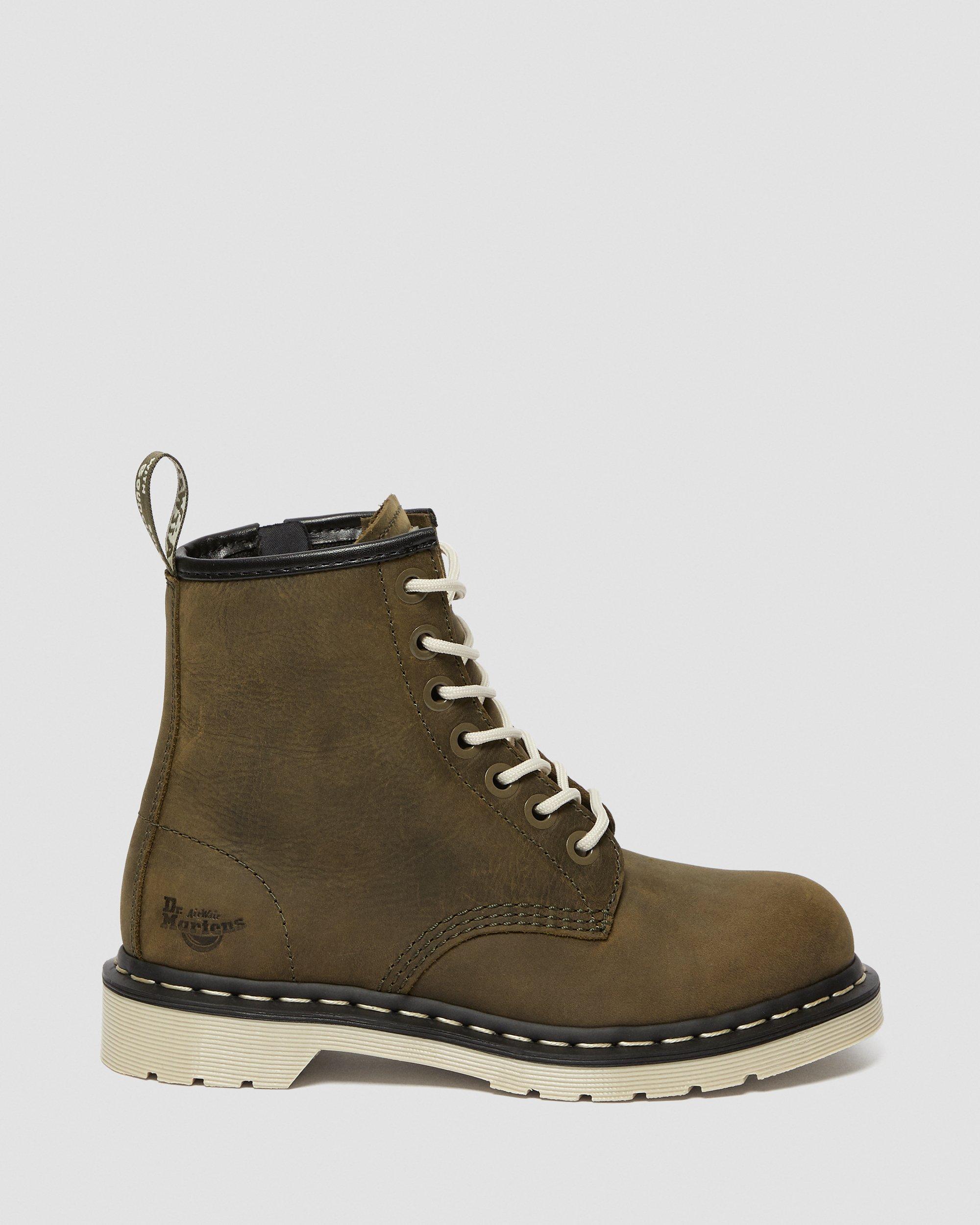 Maple Women's Zipper Steel Toe Work Boots in DMS OLIVE | Dr. Martens™