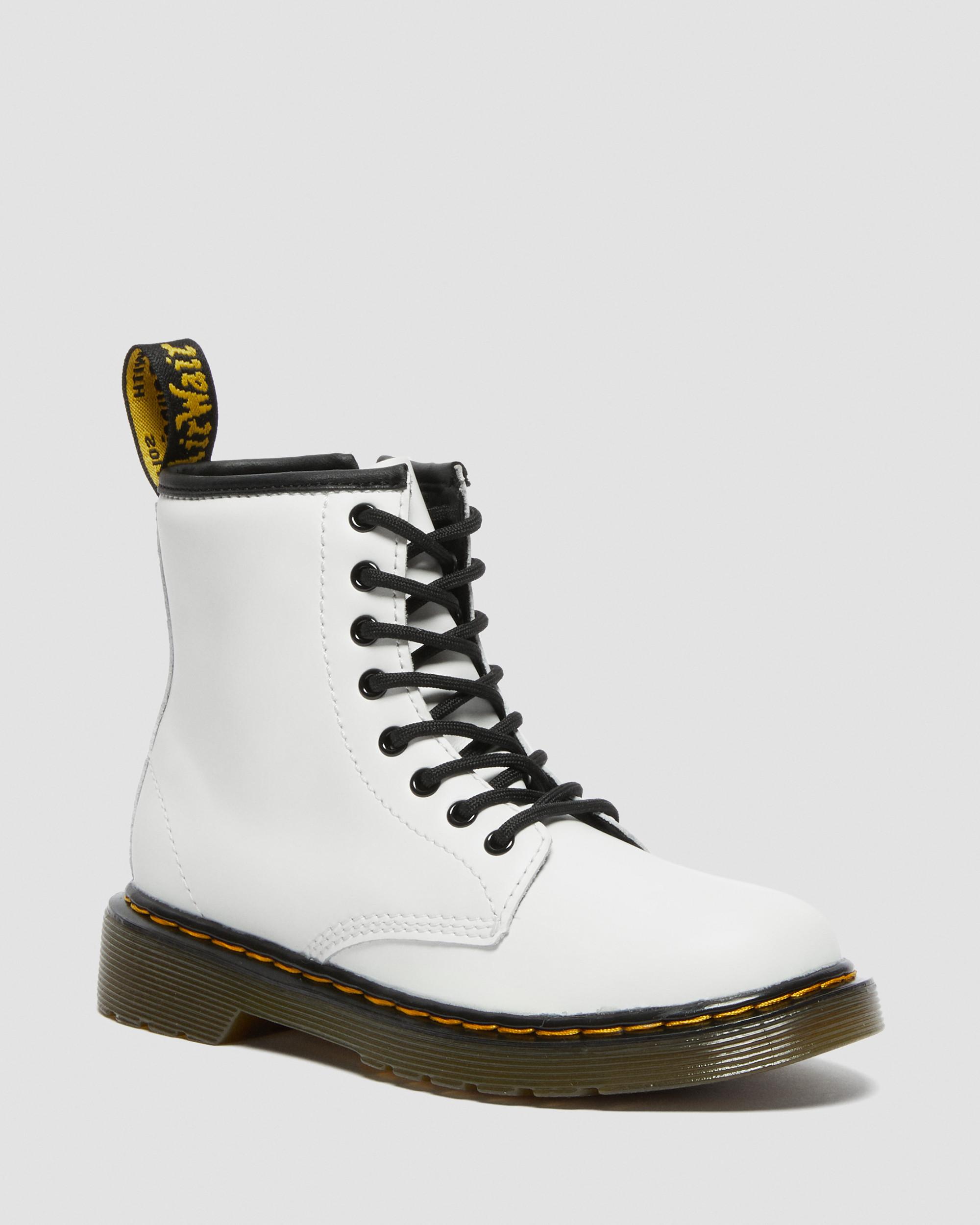 Junior 1460 Leather Lace Up Boots in White | Dr. Martens