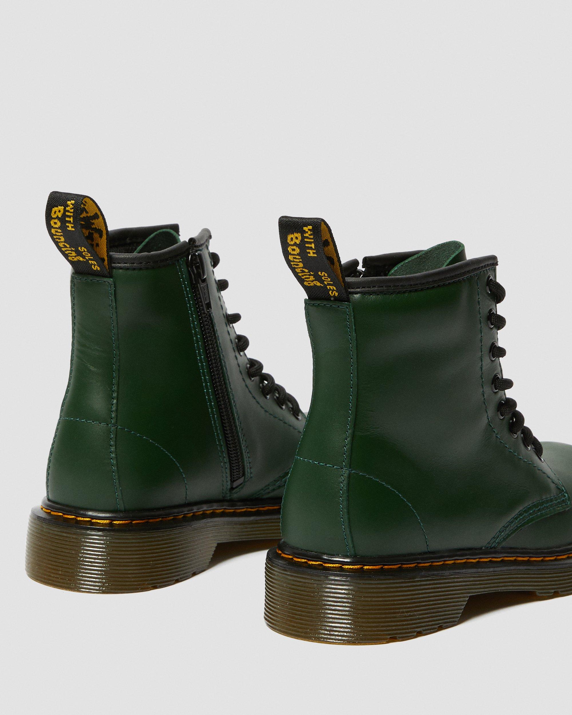 Junior 1460 Muted Leather Lace Up Boots in DMS GREEN | Dr. Martens™