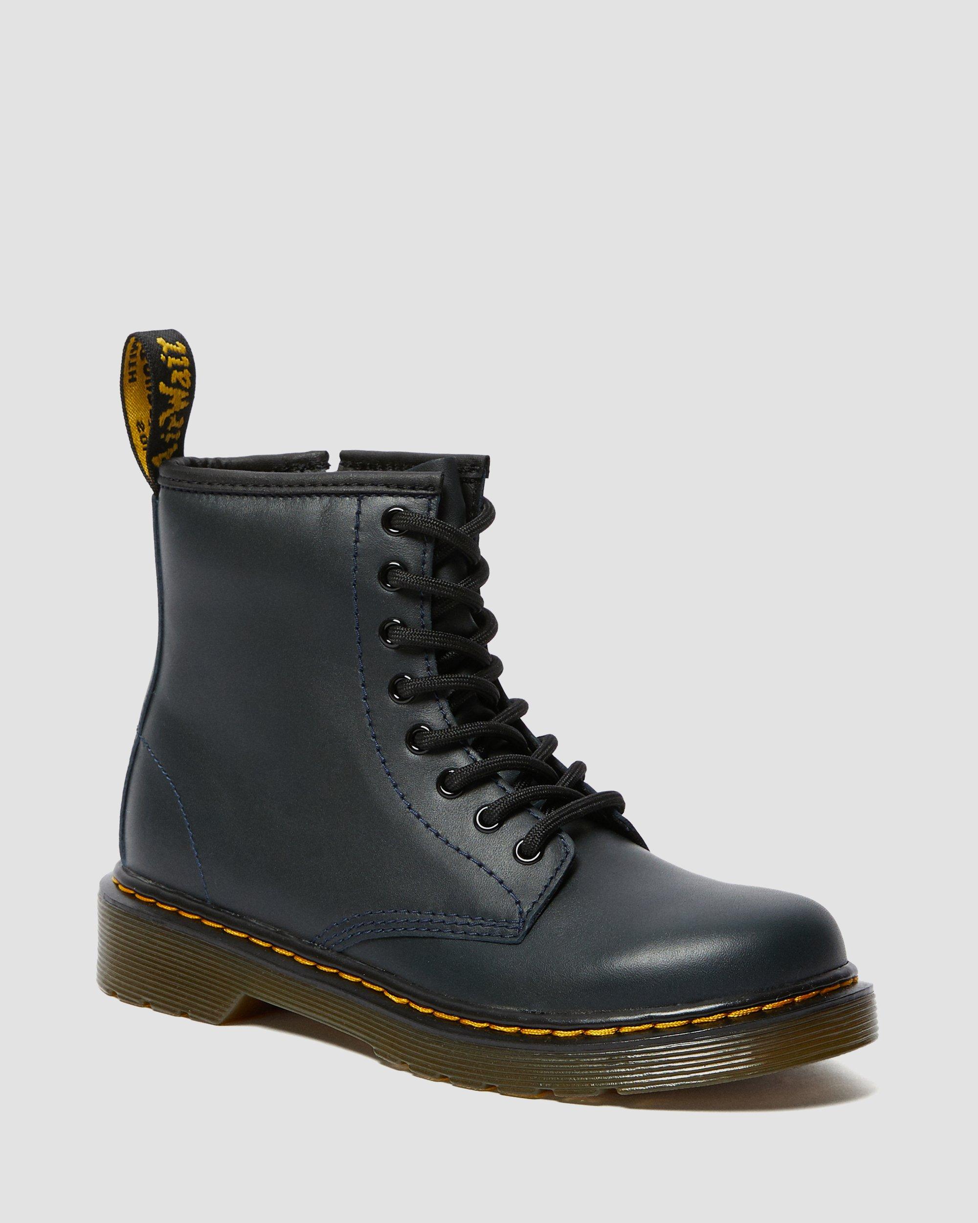 Junior 1460 Muted Leather Lace Up Boots in Navy | Dr. Martens