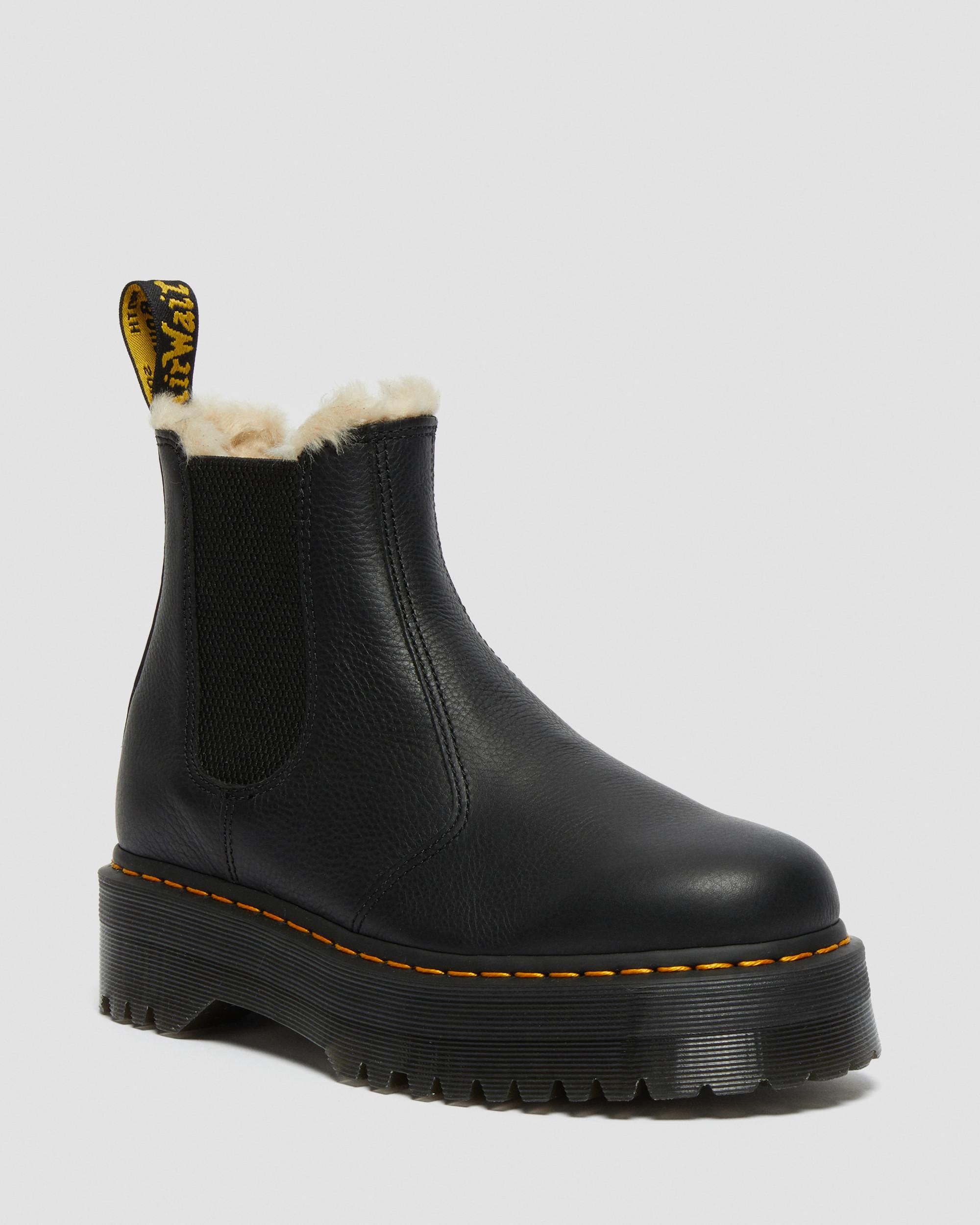 2976 Faux Fur Lined Platform Chelsea Boots, Black | Dr. Martens