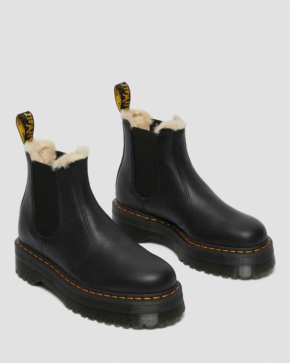 2976 Faux Fur Lined Platform Chelsea Boots in Black | Dr 2976 Faux Fur Lined Platform Chelsea Boots in Black | Dr
