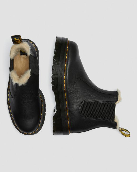 2976 Faux Fur Lined Platform Chelsea Boots in Black | Dr 2976 Faux Fur Lined Platform Chelsea Boots in Black | Dr