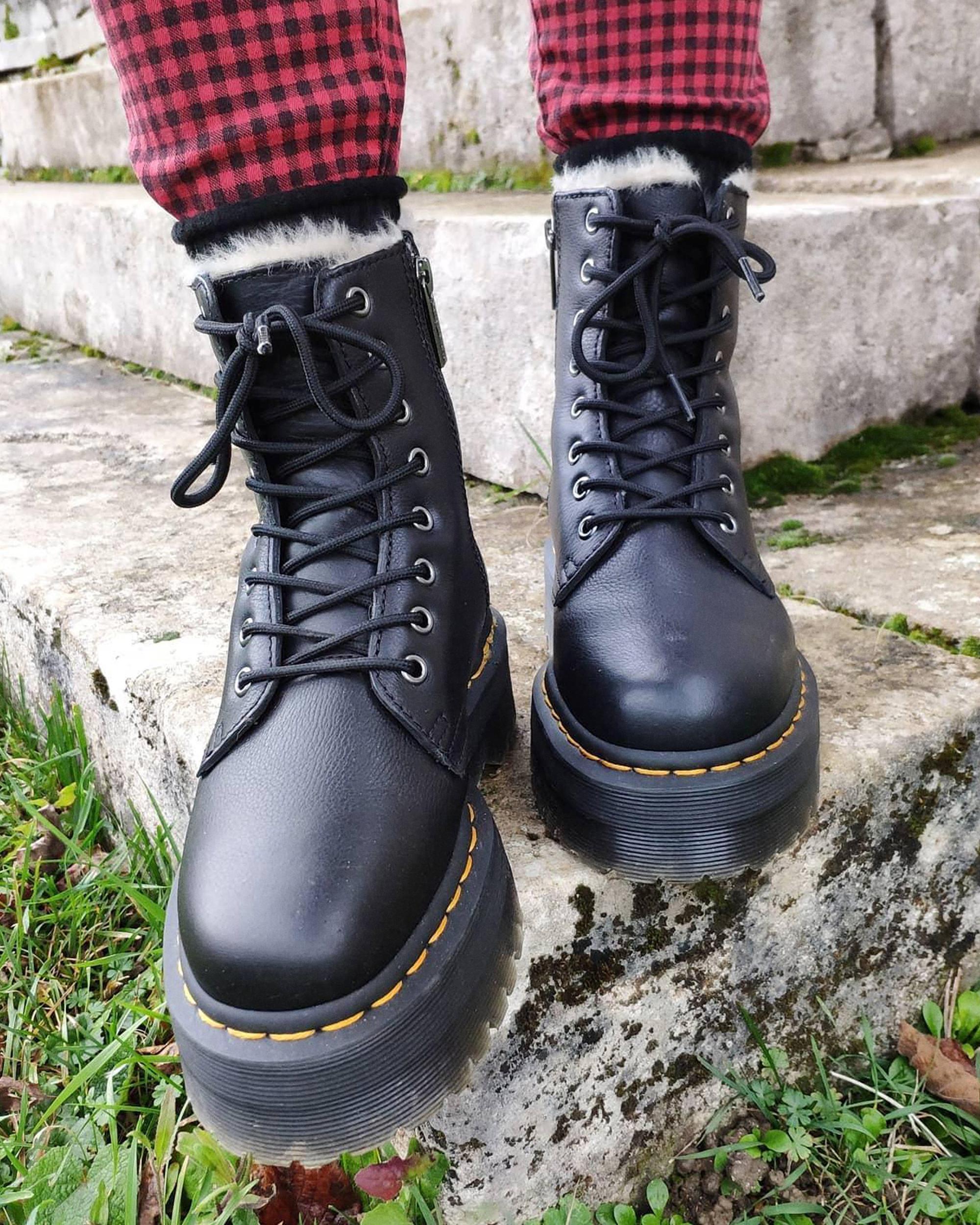 DR MARTENS Jadon Boot Leather Faux Fur Lined Platforms