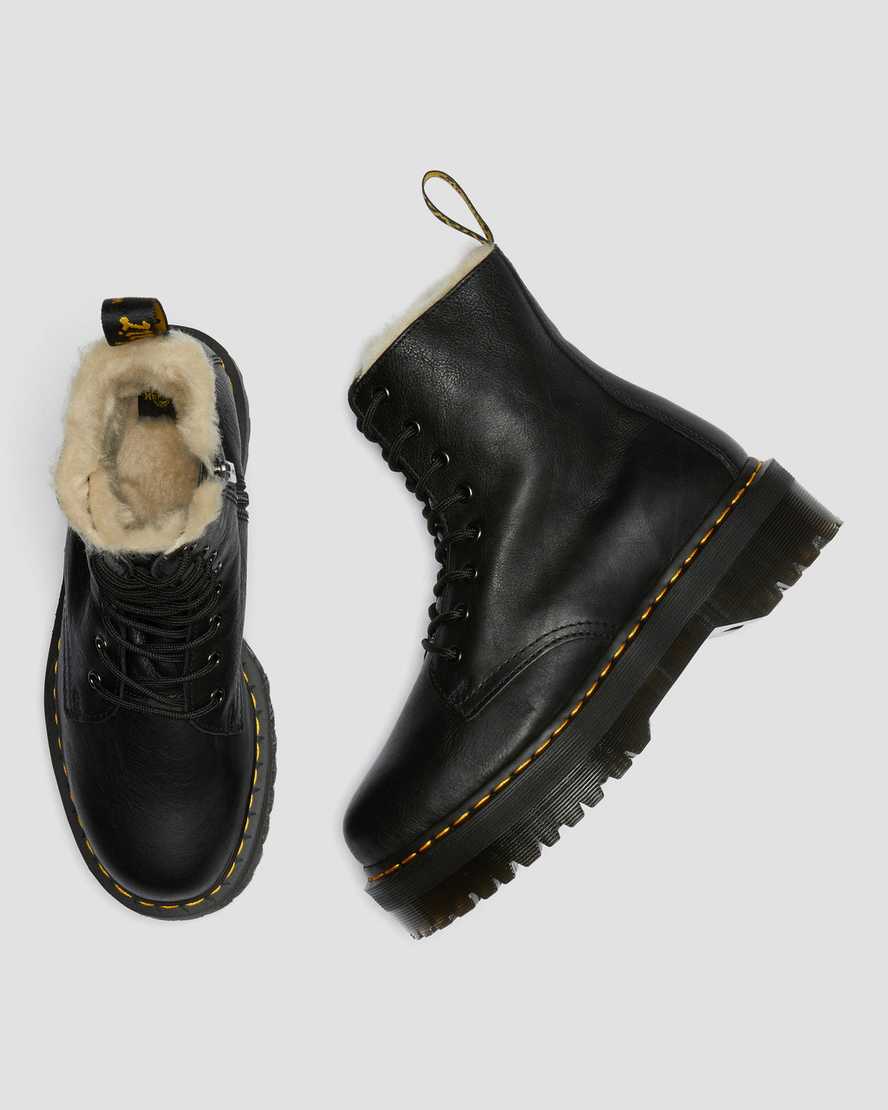 Jadon Faux Fur Lined Leather Platform Boots BlackJadon Platformstøvler Med Imiteret Pelsforing Dr. Martens
