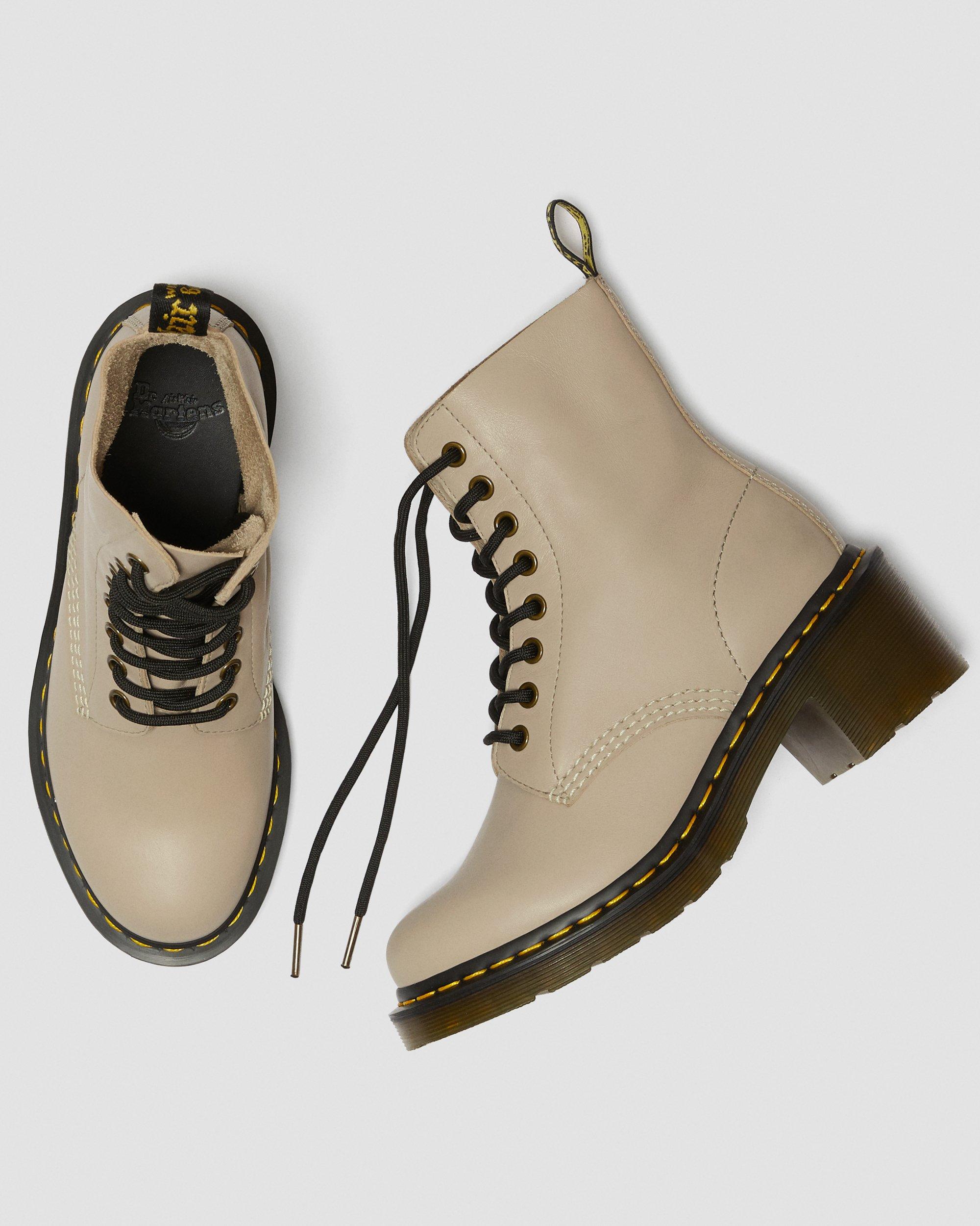 Clemency Women's Leather Heeled Lace Up Boots