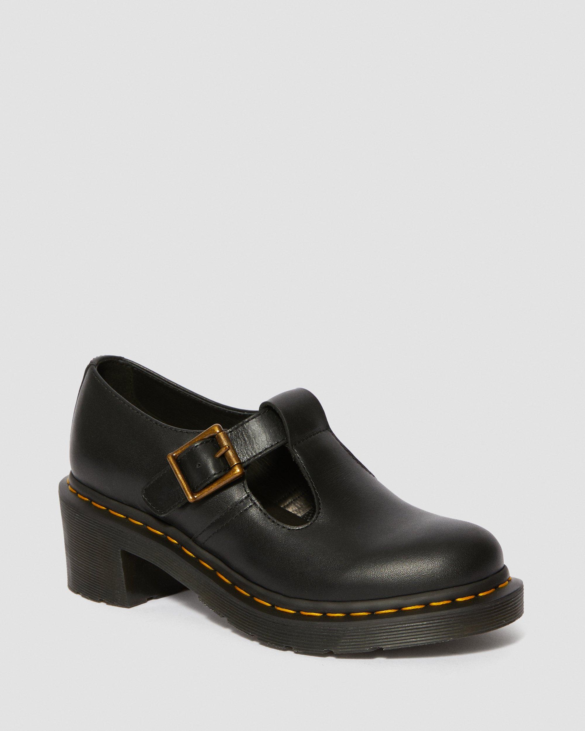 Sophia Women s Leather Heeled Mary Jane Shoes in Black Dr. Martens