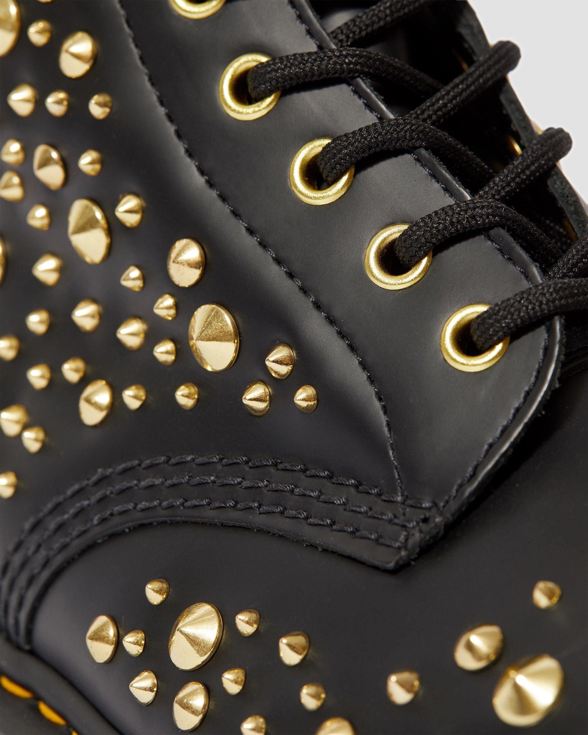 1460 Midas Smooth Leather Gold Studded Boots in Black | Dr  display picture 1