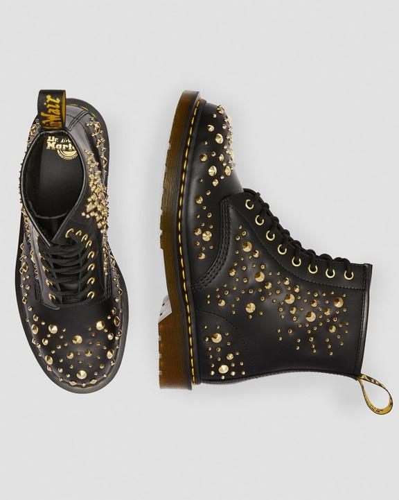 1460 Midas Smooth Leather Gold Studded Boots Dr. Martens