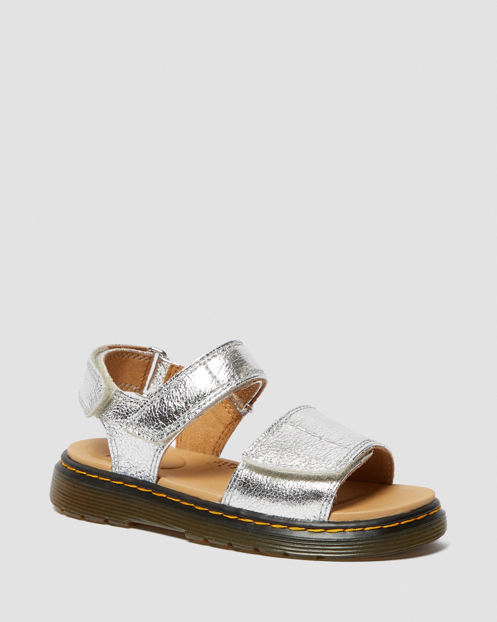 JUNIOR METALLIC ROMI SANDALS in SILVER | Dr. Martens™
